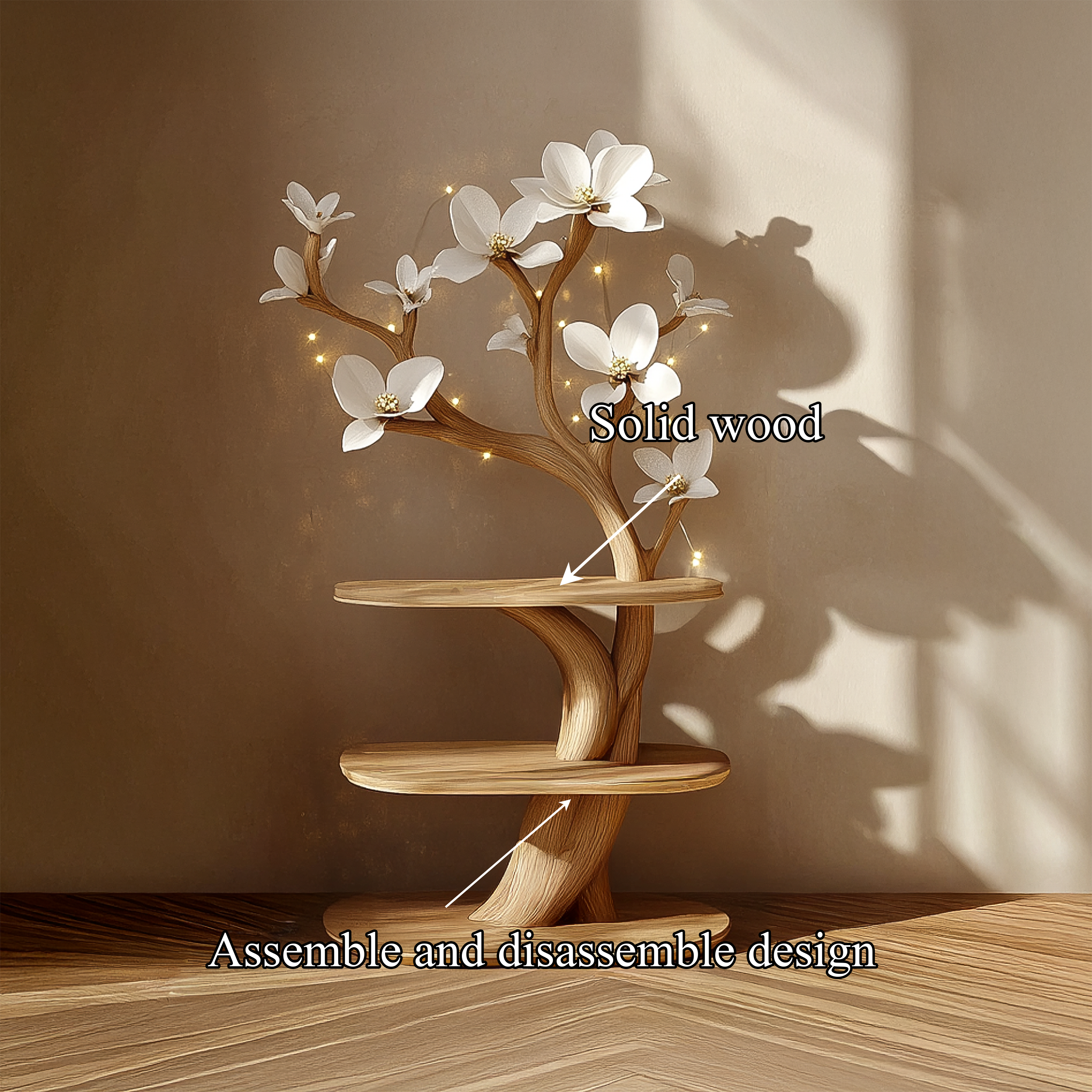 Mid Century Rustic Tree Nightstand Christmas Bedroom Decor