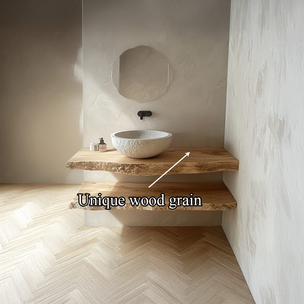 Midcentury Floating Shelf Vanity Bathroom