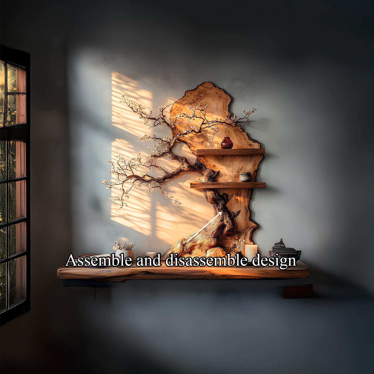 Custom Tree Bookshelf Solid Wood Decor Office Gift