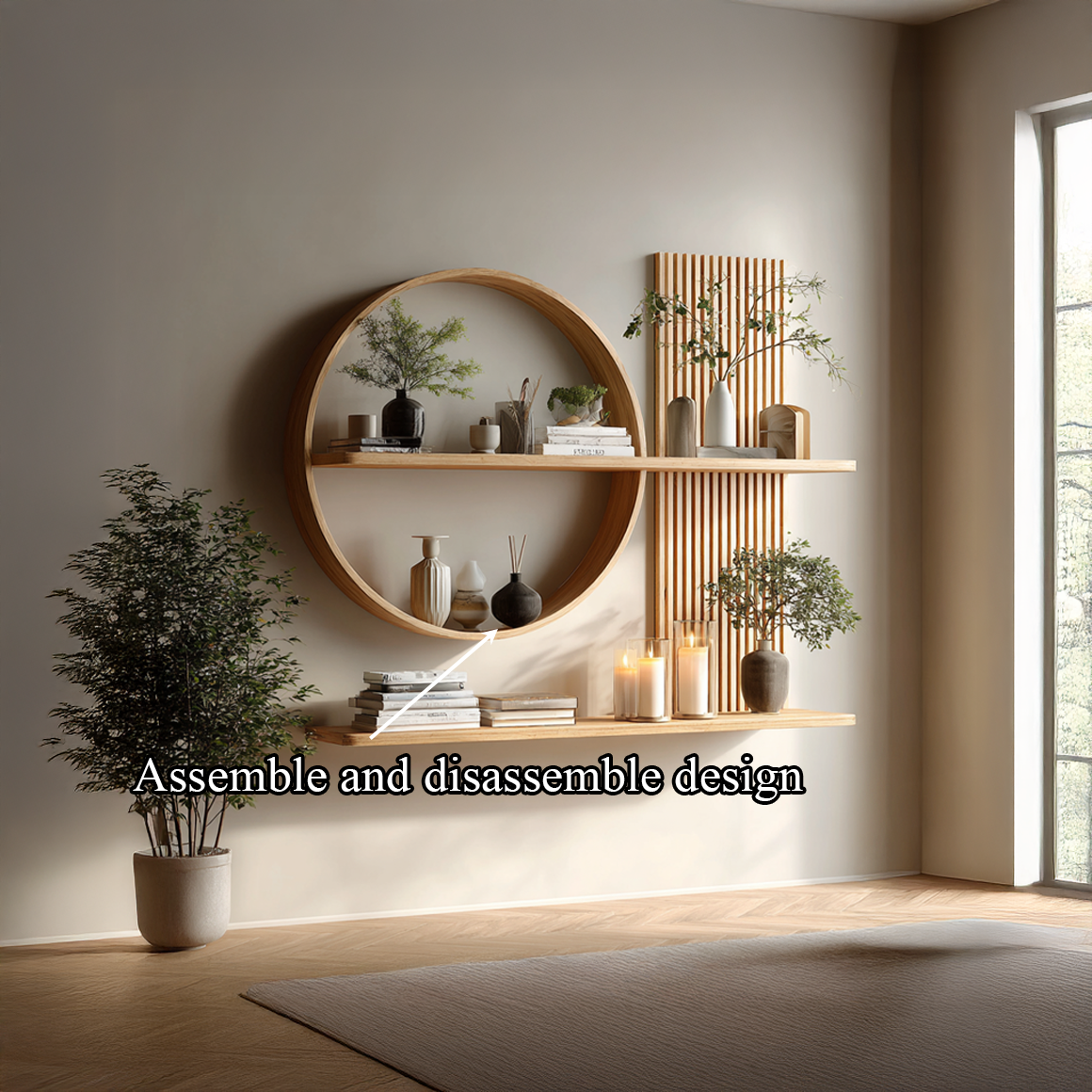 Scandinavian Japanese Wall Decor Shelf Living Room And Natural Room