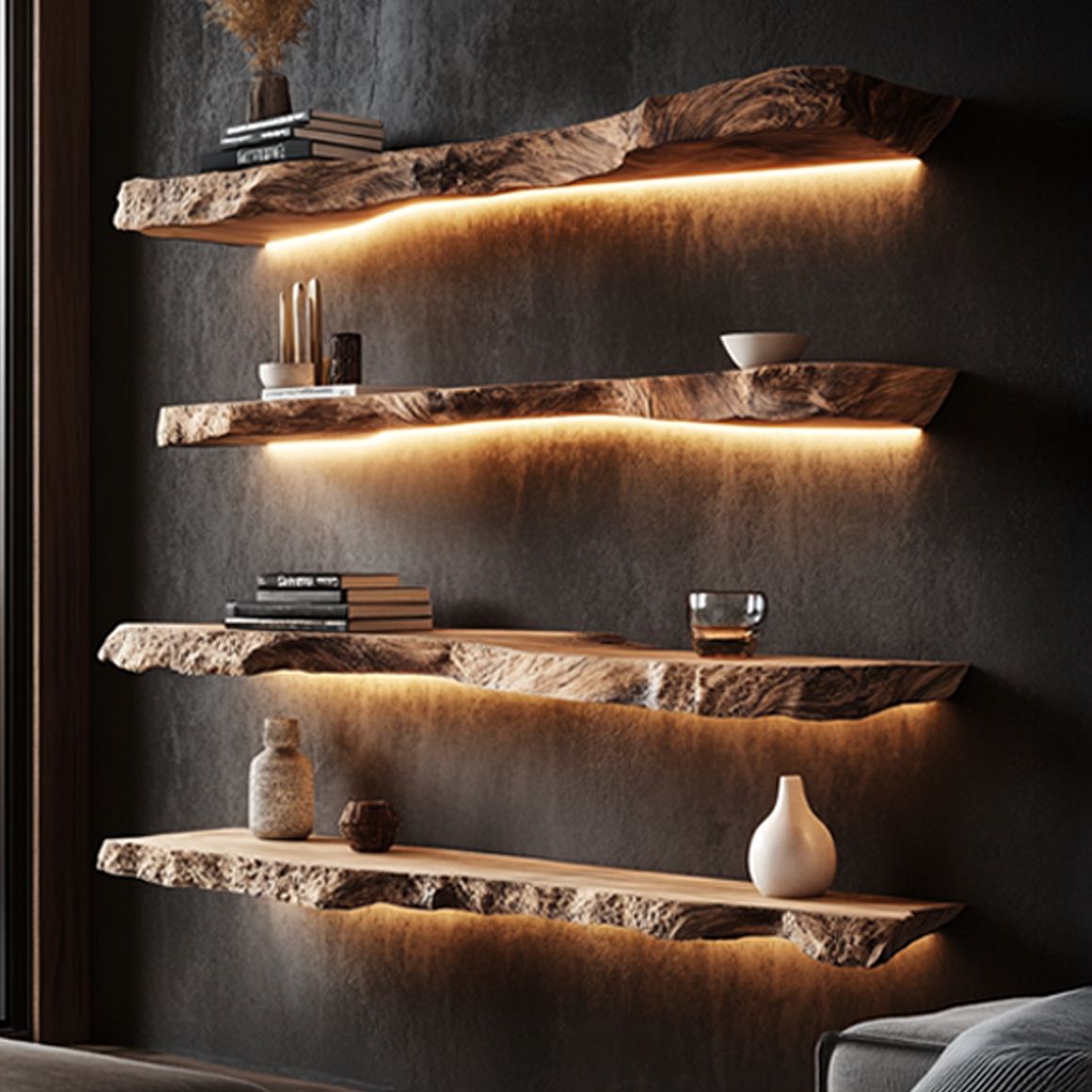 Rustic Floating Bookshelf Living Room Or Bedroom