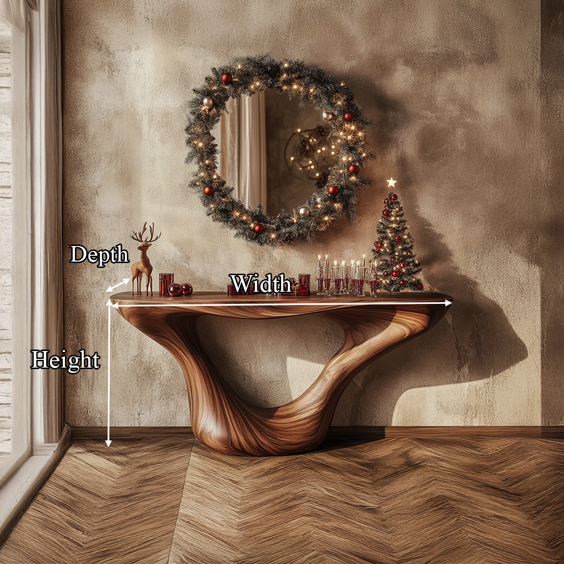 Mid Century Console Table Christmas Living Room Holiday Display