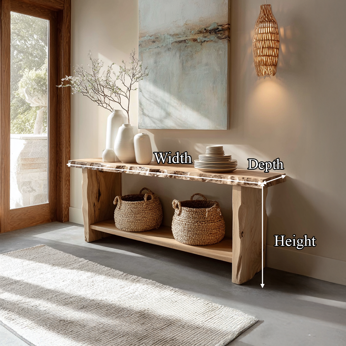 Rustic Live Edge Console Table Dining Room Entryway