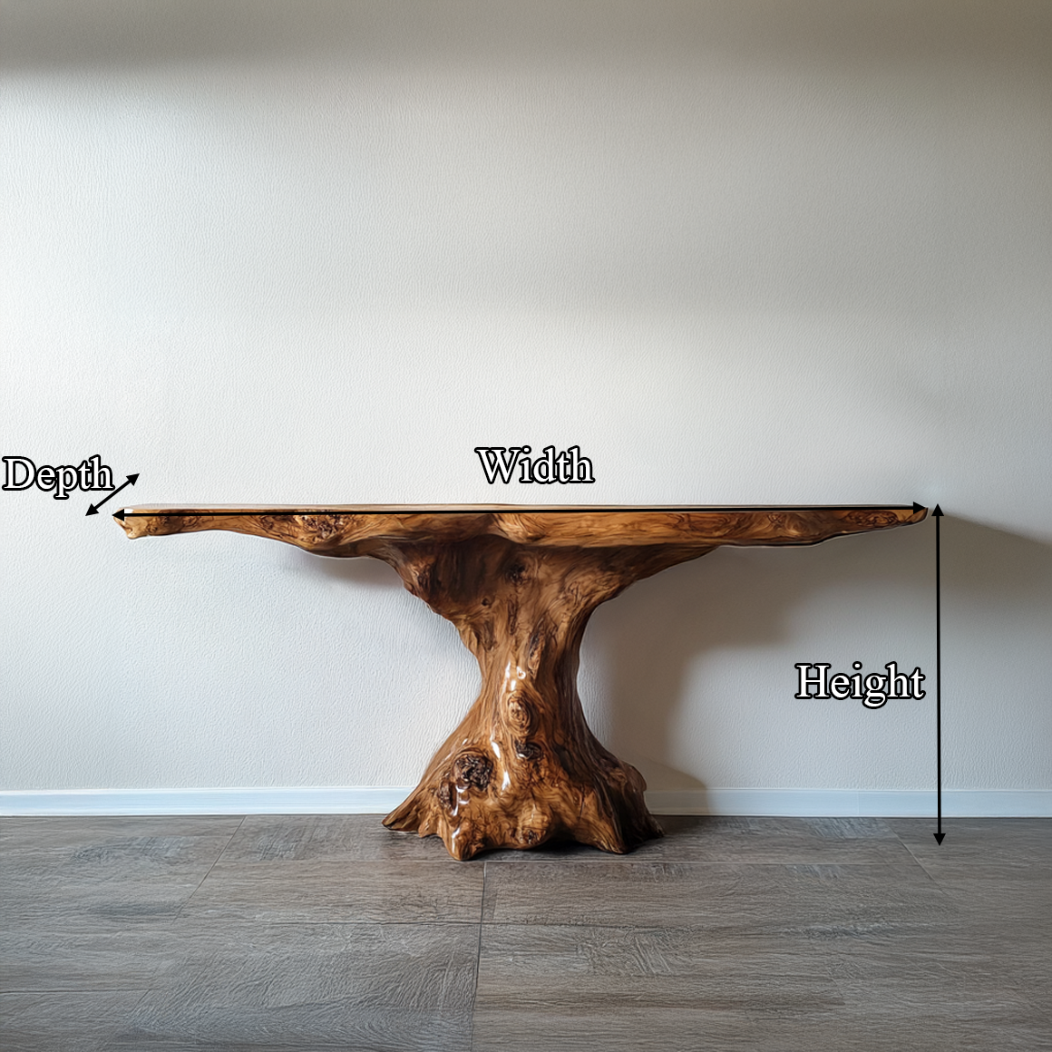 Rustic Console Table Organic Wood Slab Artist Studio