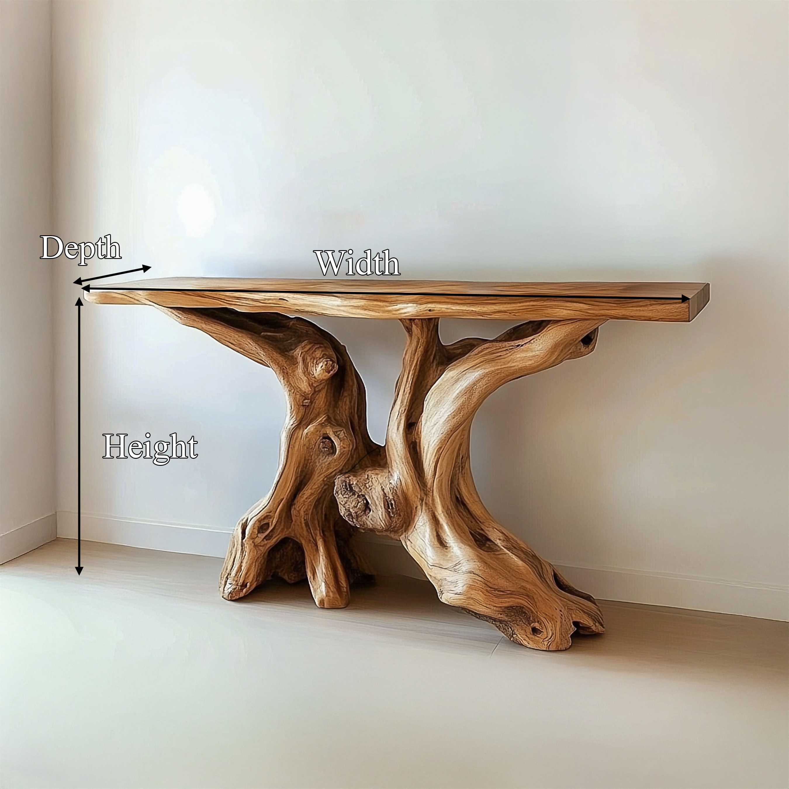 Mid Century Organic Wood Console Table Entryway