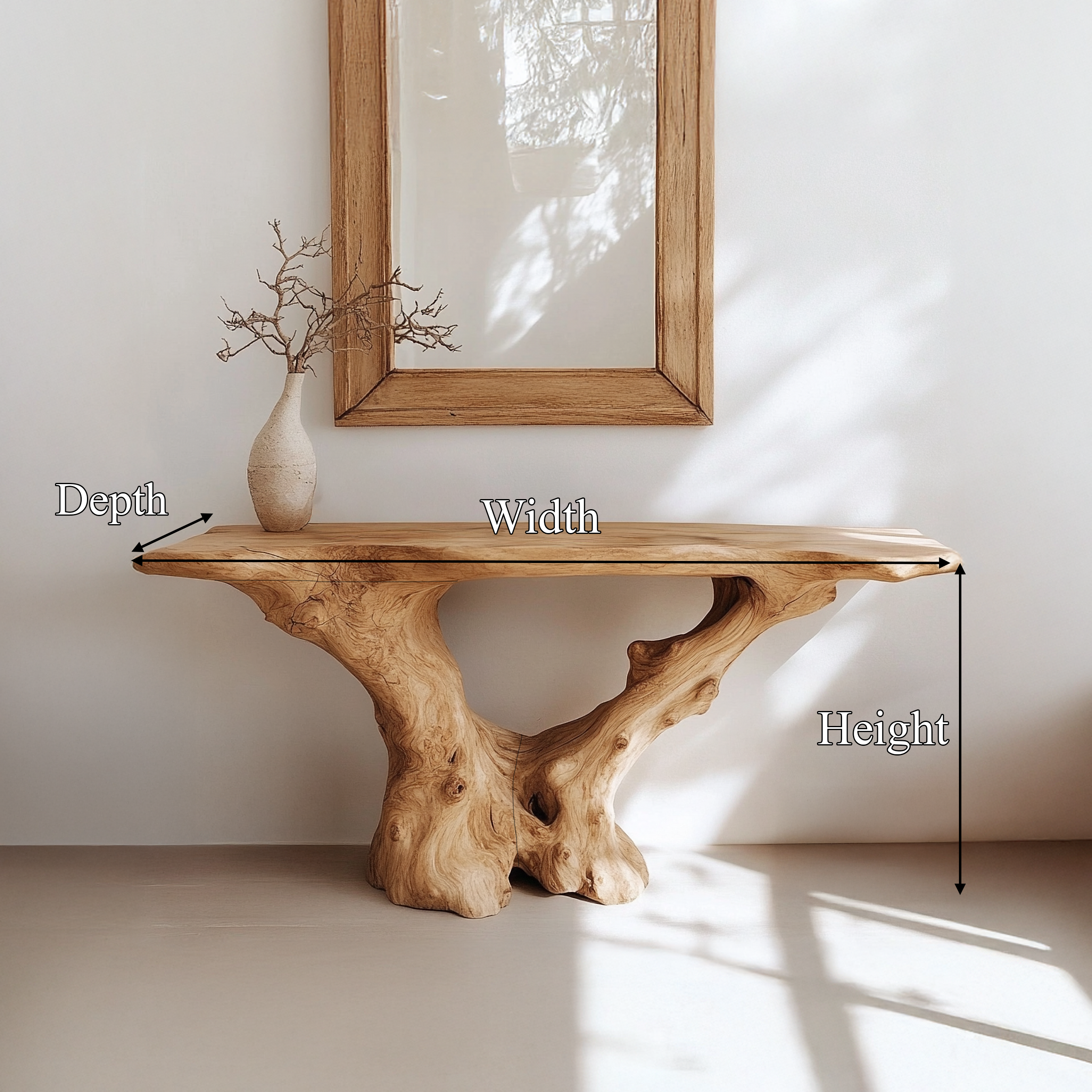 Rustic Handcrafted Wood Console Table Living Room