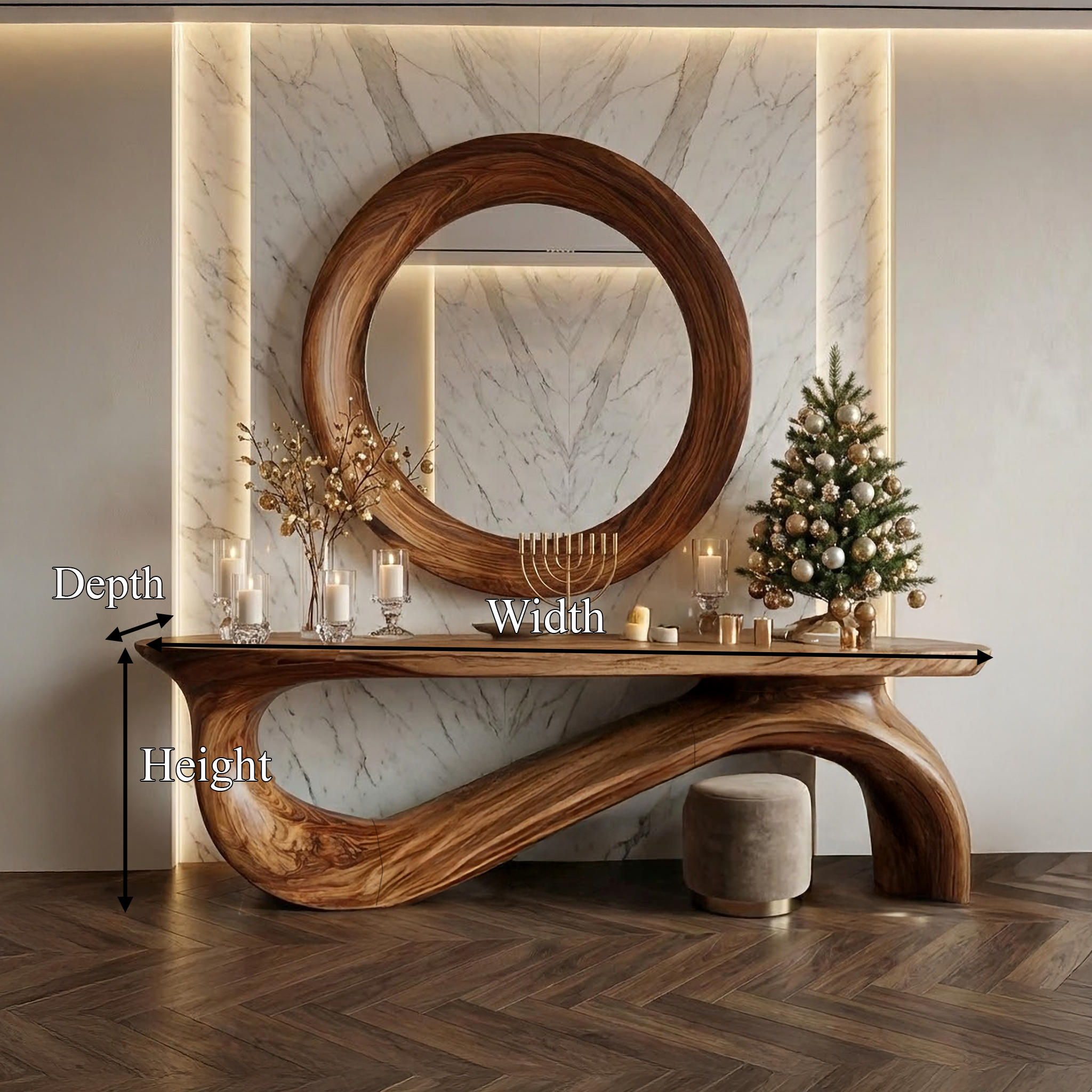 Modern Sculptural Console Table For Living Room And Entryway