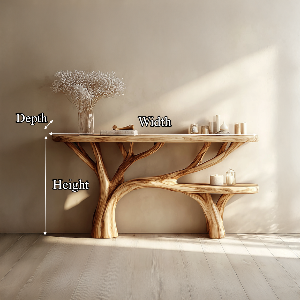 Rustic Tree Design Console Table Living Room Entryway