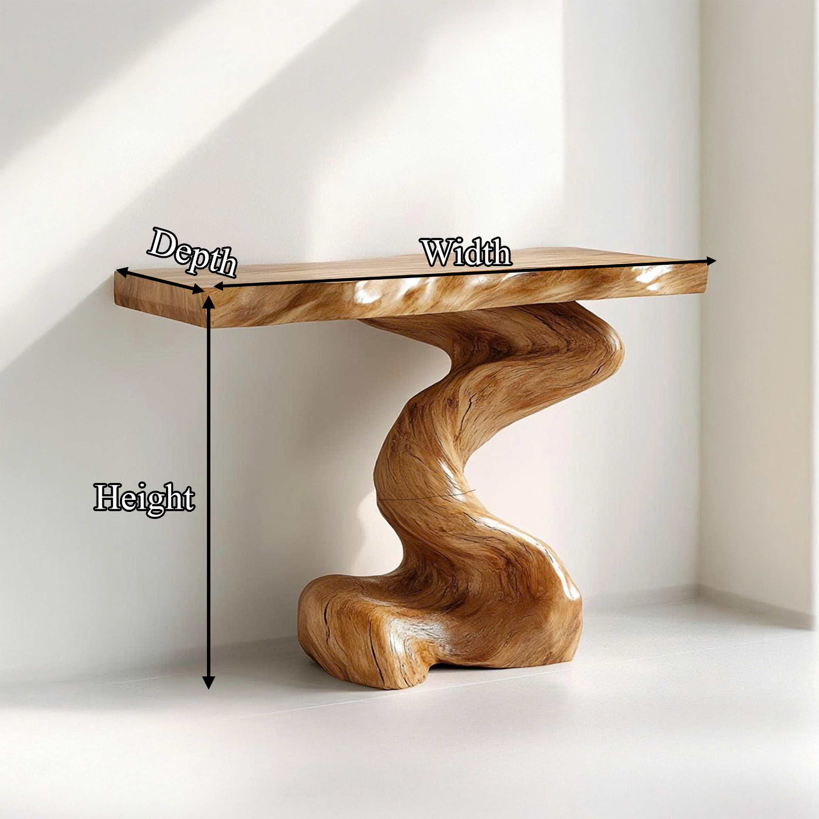Mid Century Modern Console Table Sculptural Wood Art Living Area Entry