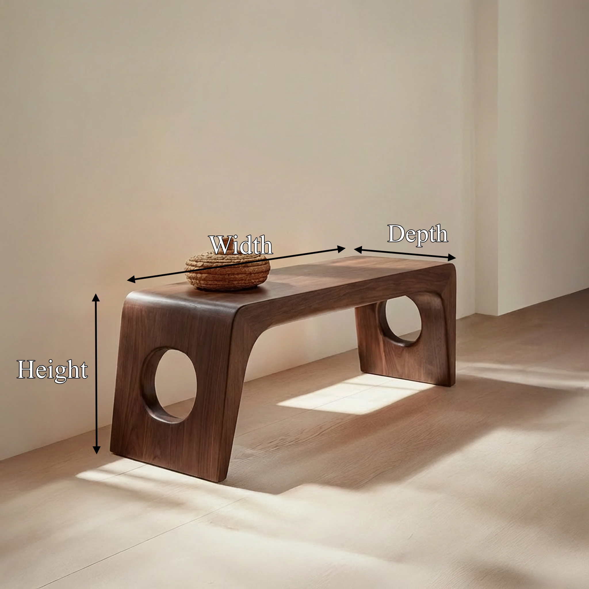 Rustic Minimal Sculptural Bench For Living Room And Hallway