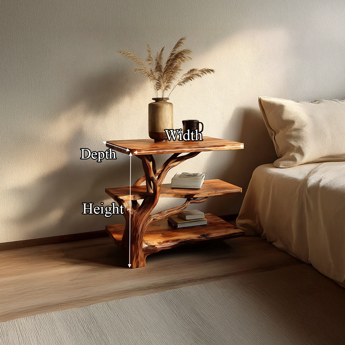 Rustic Tree Bedside Table Bedroom