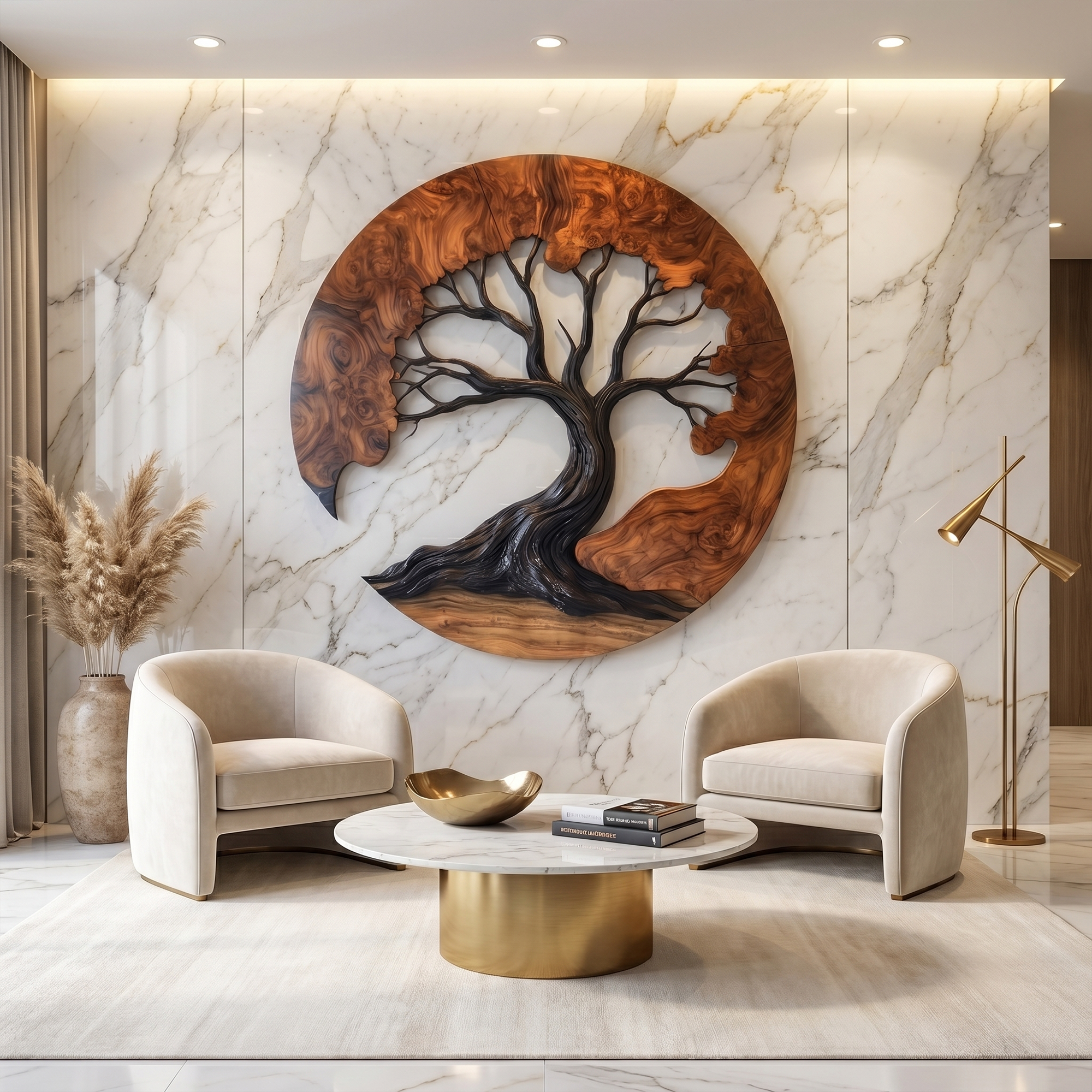 Sculptural Wooden Tree Wall Decor For Living Room