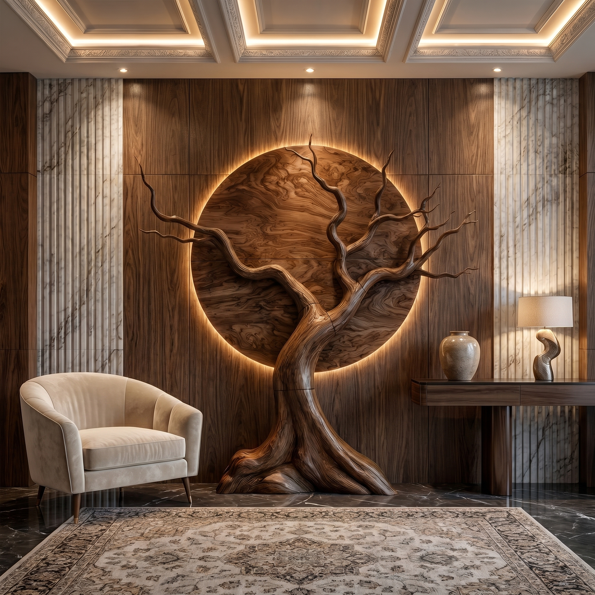 Organic Modern Tree Wall Art For Living Room Statement Feature