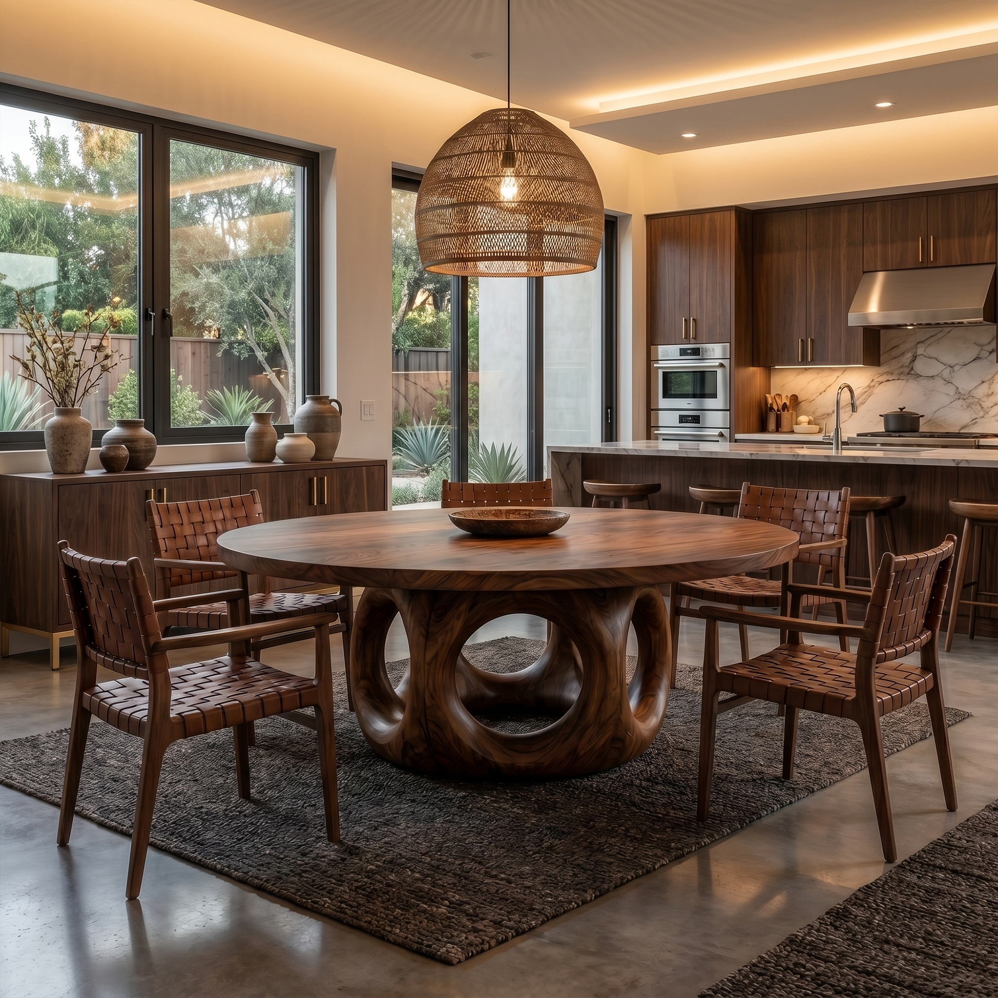 Handcrafted Round Dining Table Nature Inspired Design For Dining Room