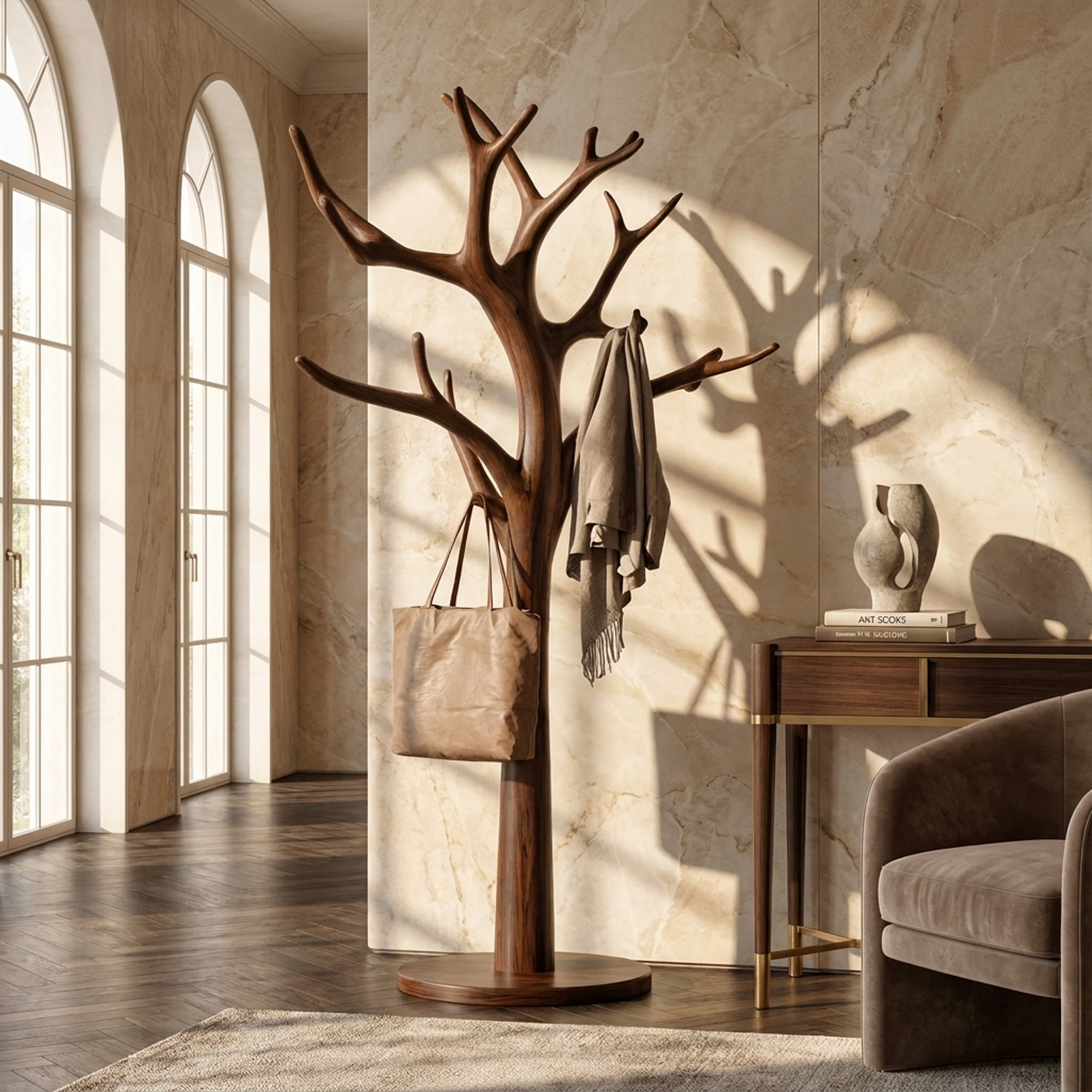 Rustic Tree Coat Stand Entryway Living Room Mudroom