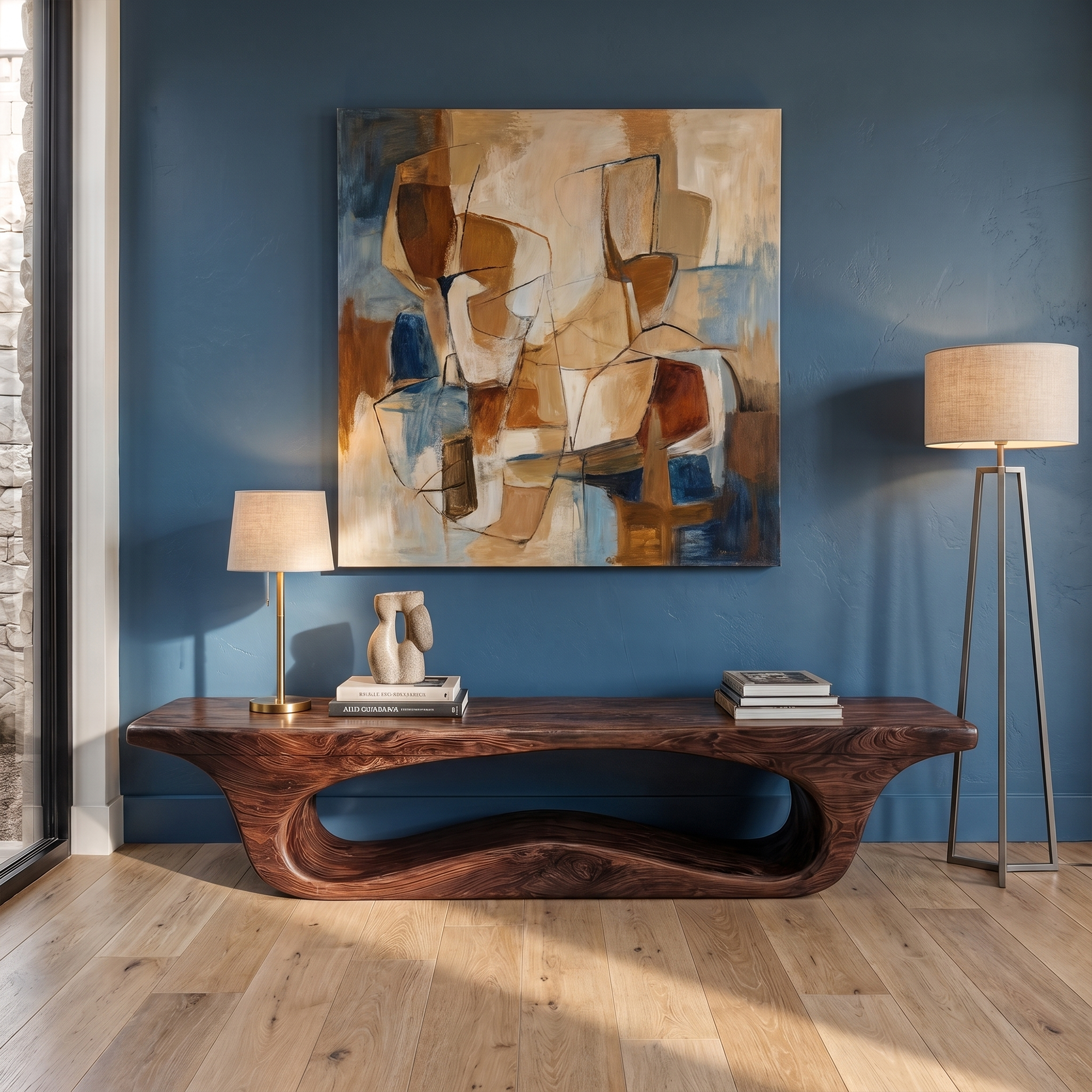 Modern Sculptural Bench For Entryway Or Living Room
