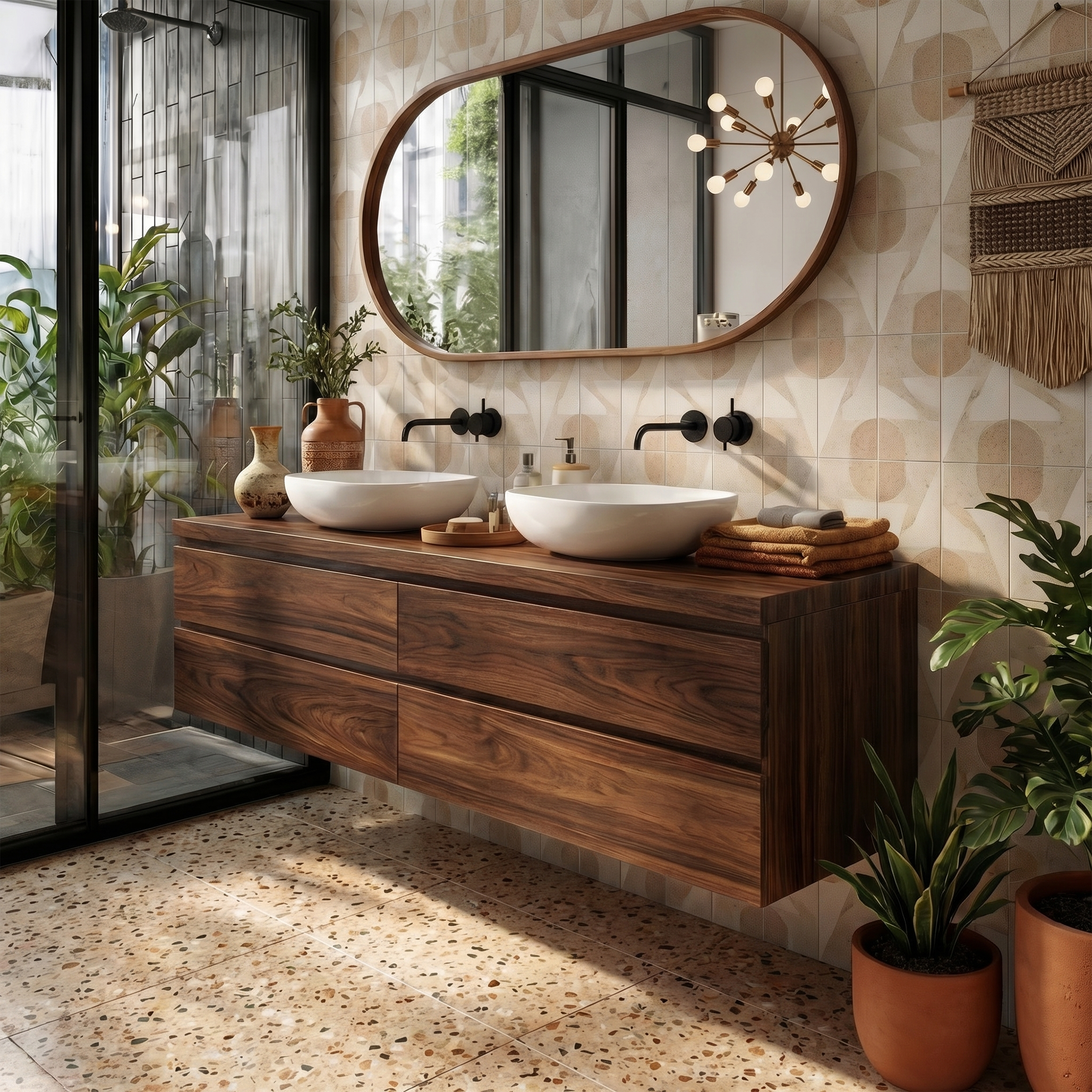 Rustic Bathroom Vanity Cabinet Natural Wood Wall Mounted Vanity