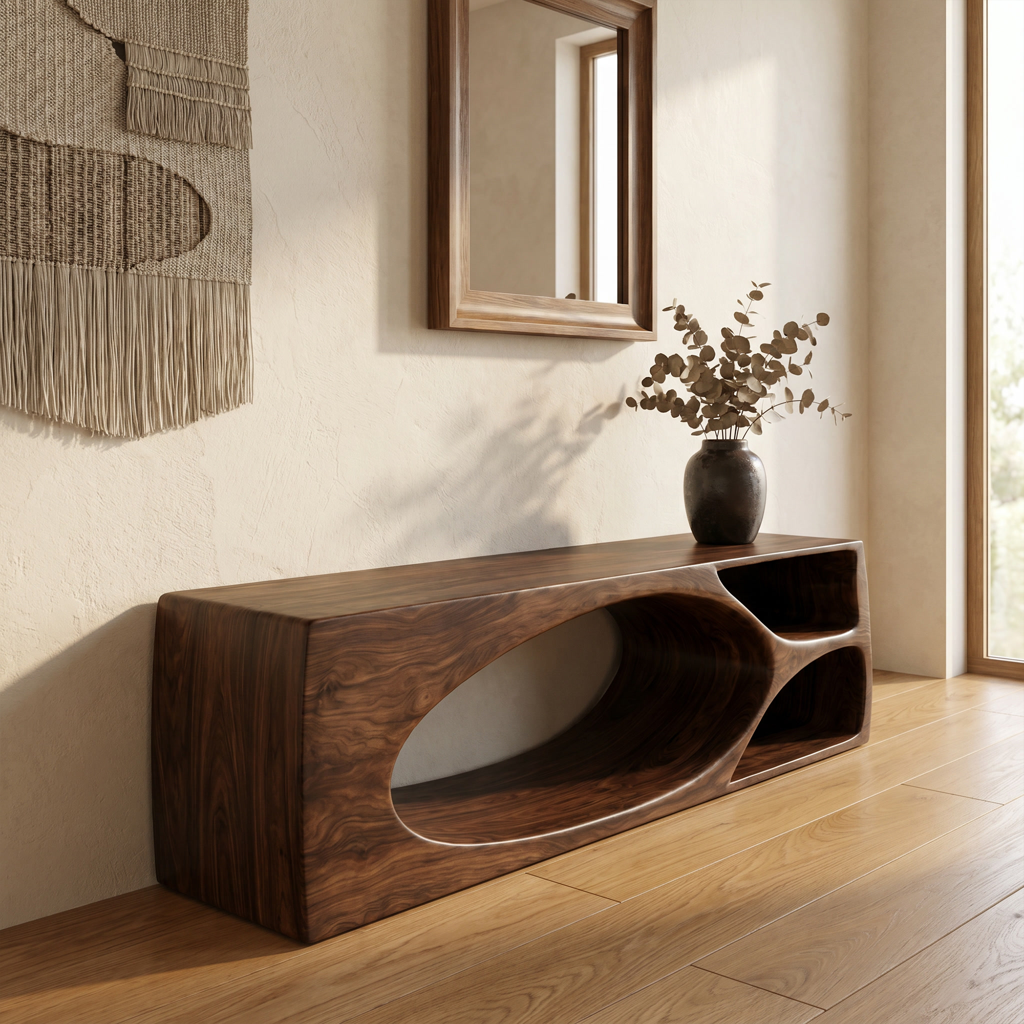 Rustic Bench With Built In Shoe Storage Shelf For Entryway
