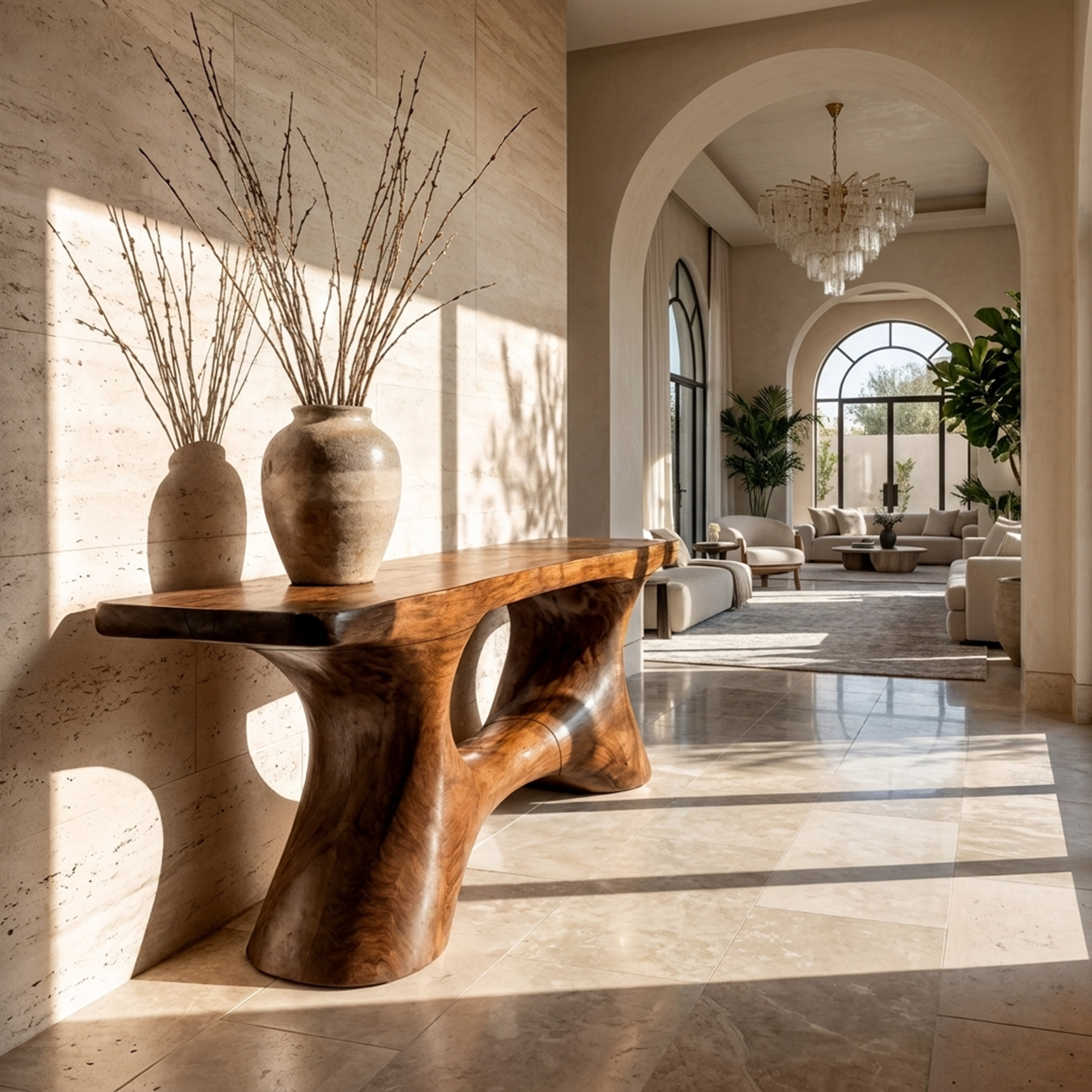 Contemporary Organic Void Base Console Table Entryway Hallway Living Room