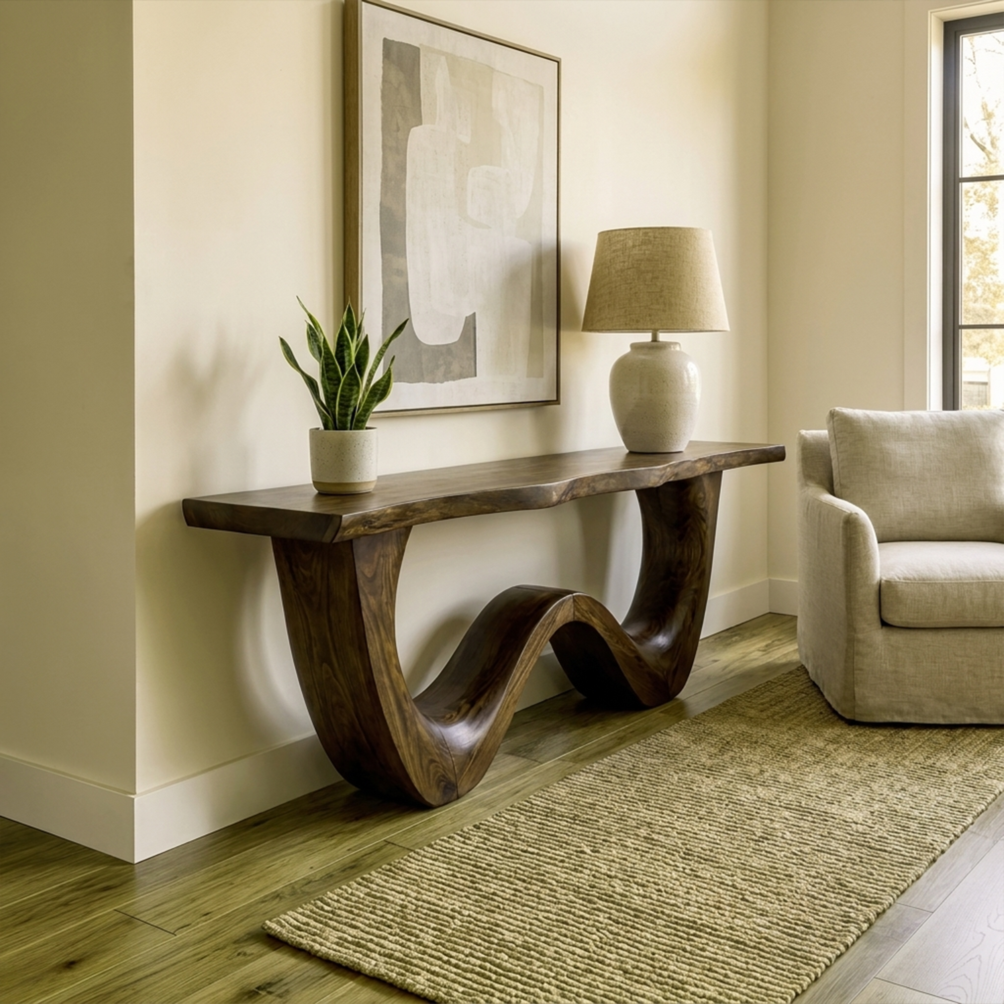 Organic Wave Base Console Table Entryway Hallway Living Room