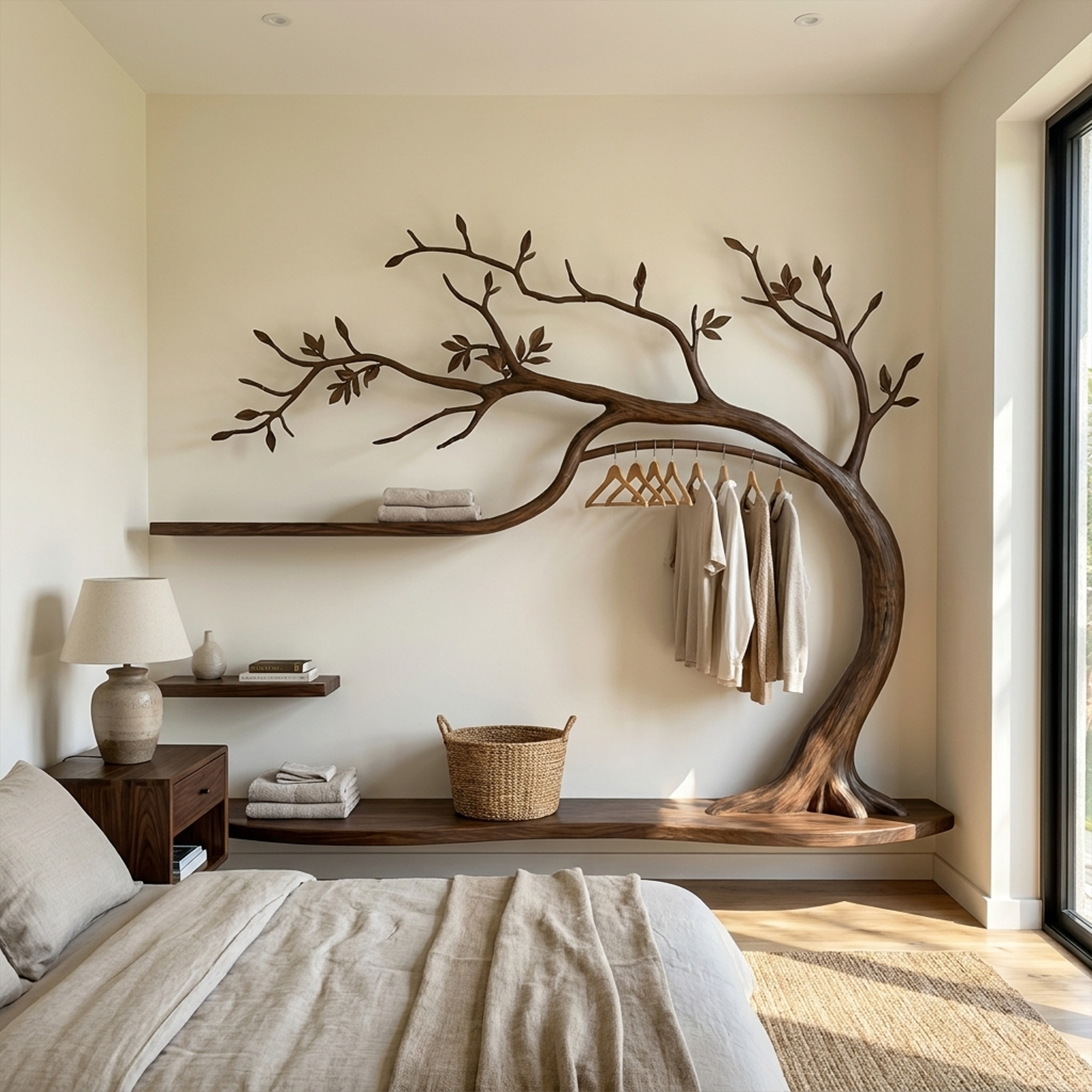 Rustic Tree Wardrobe Solid Wood Handcrafted Bedroom Storage