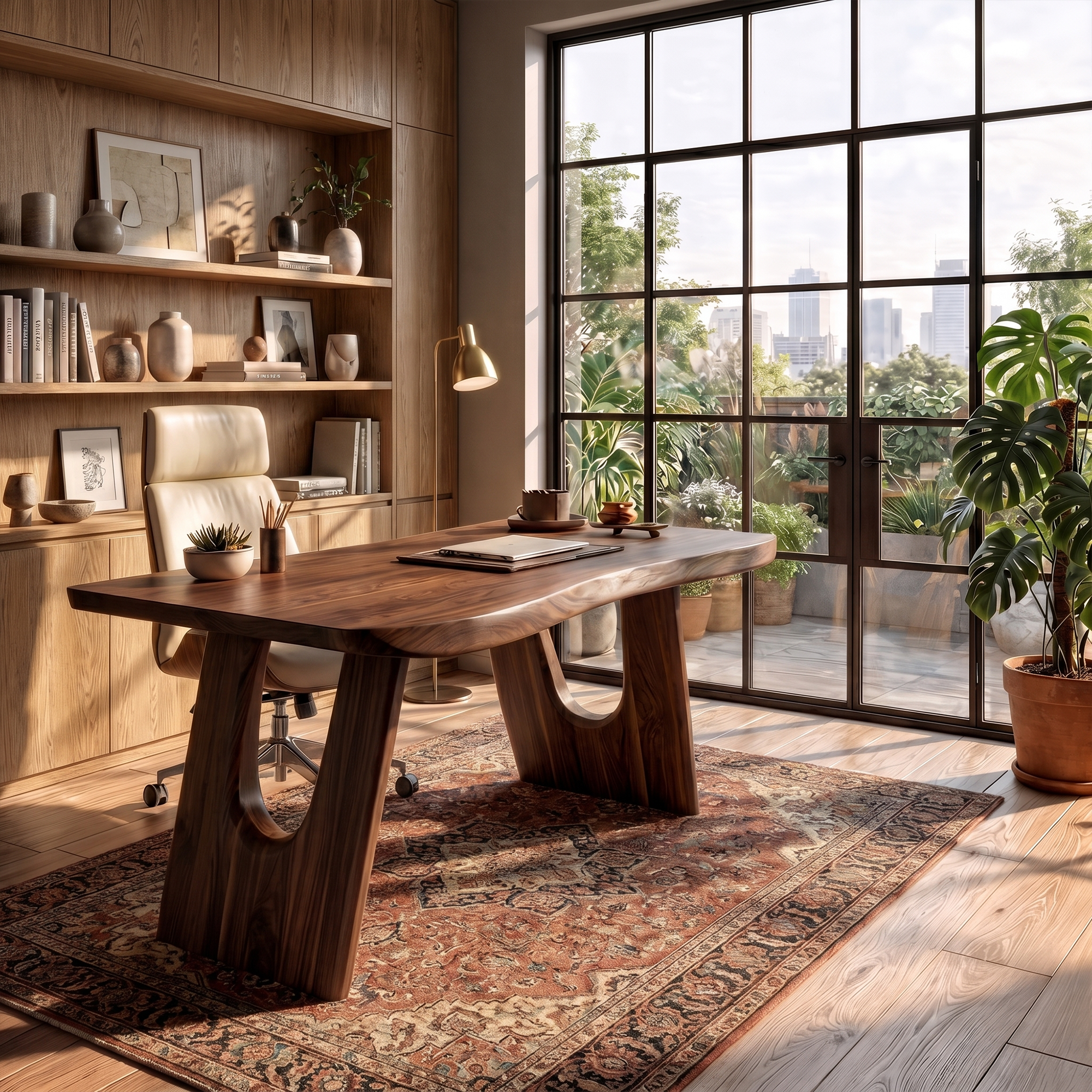 Rustic Wooden Desk For Home Office And Study Room Workspace