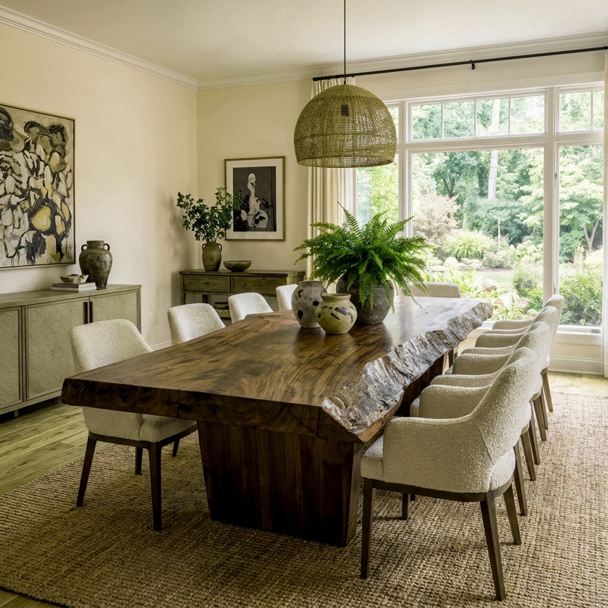Mid Century Live Edge Table Dining Room