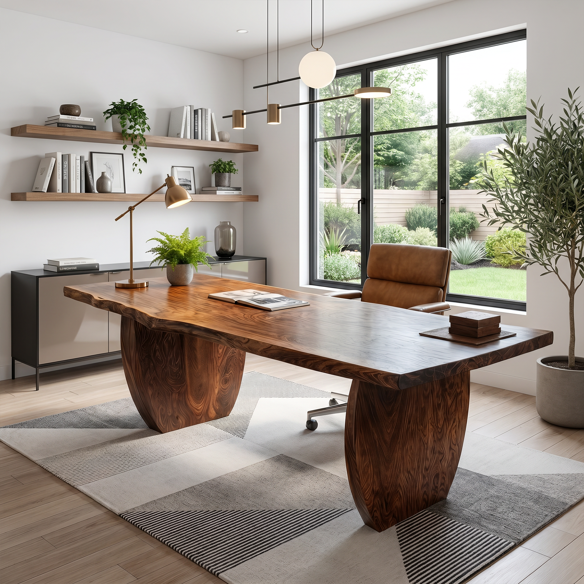 Organic Wooden Executive Desk For Home Office And Study Room
