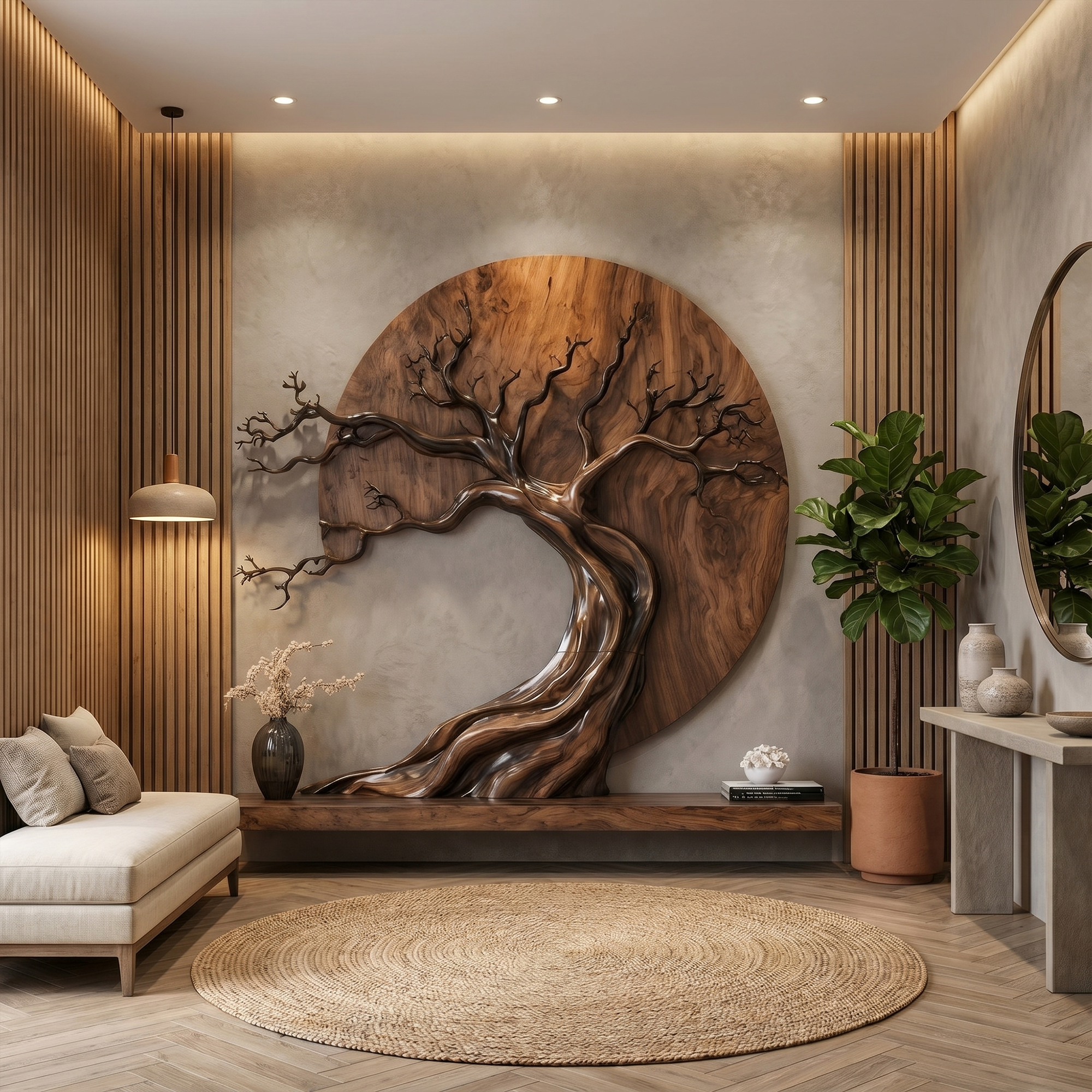 Handcrafted Tree Of Life Wall Sculpture With Natural Wood Design For Entryway
