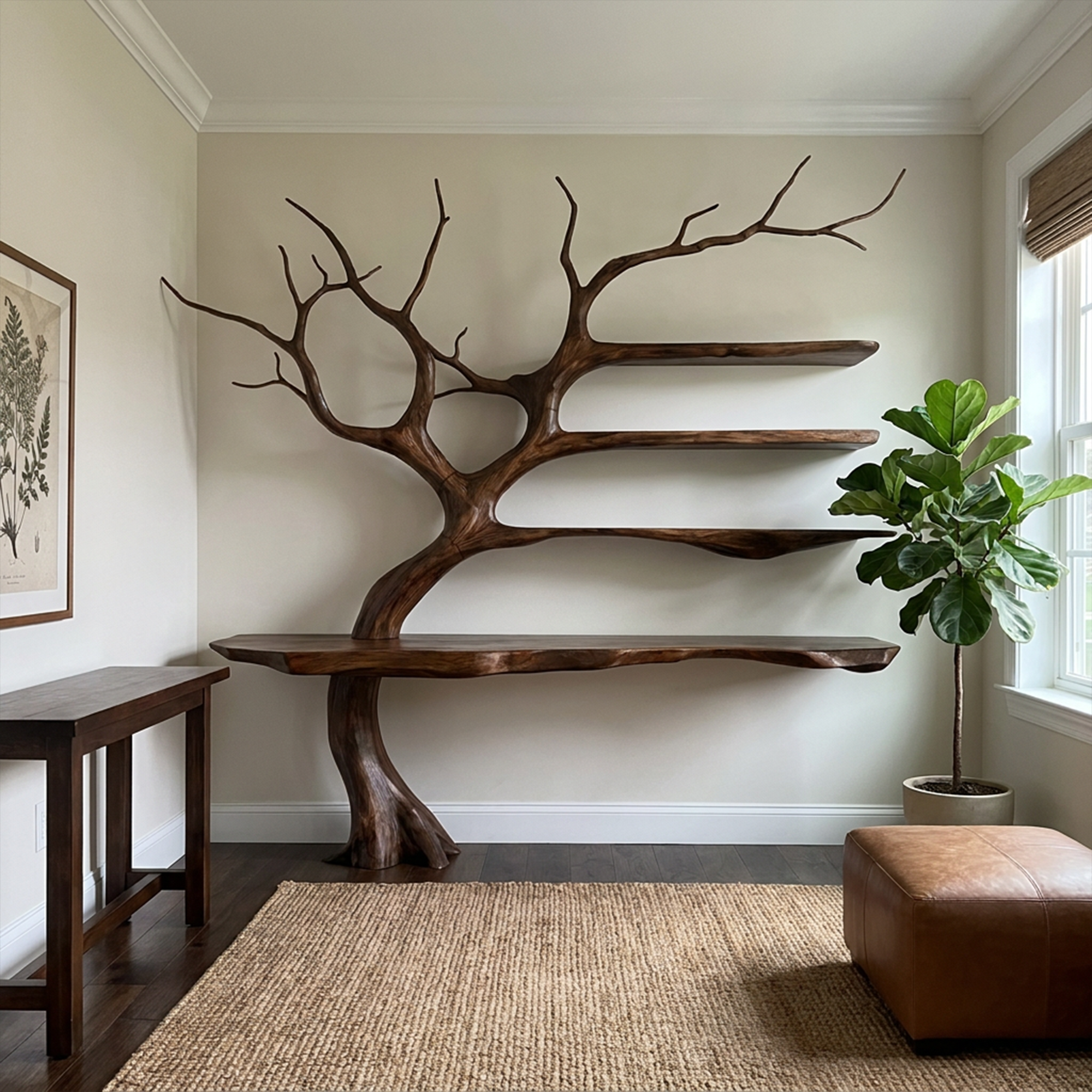 Rustic Console Table Artistic Tree Branch Reading Room