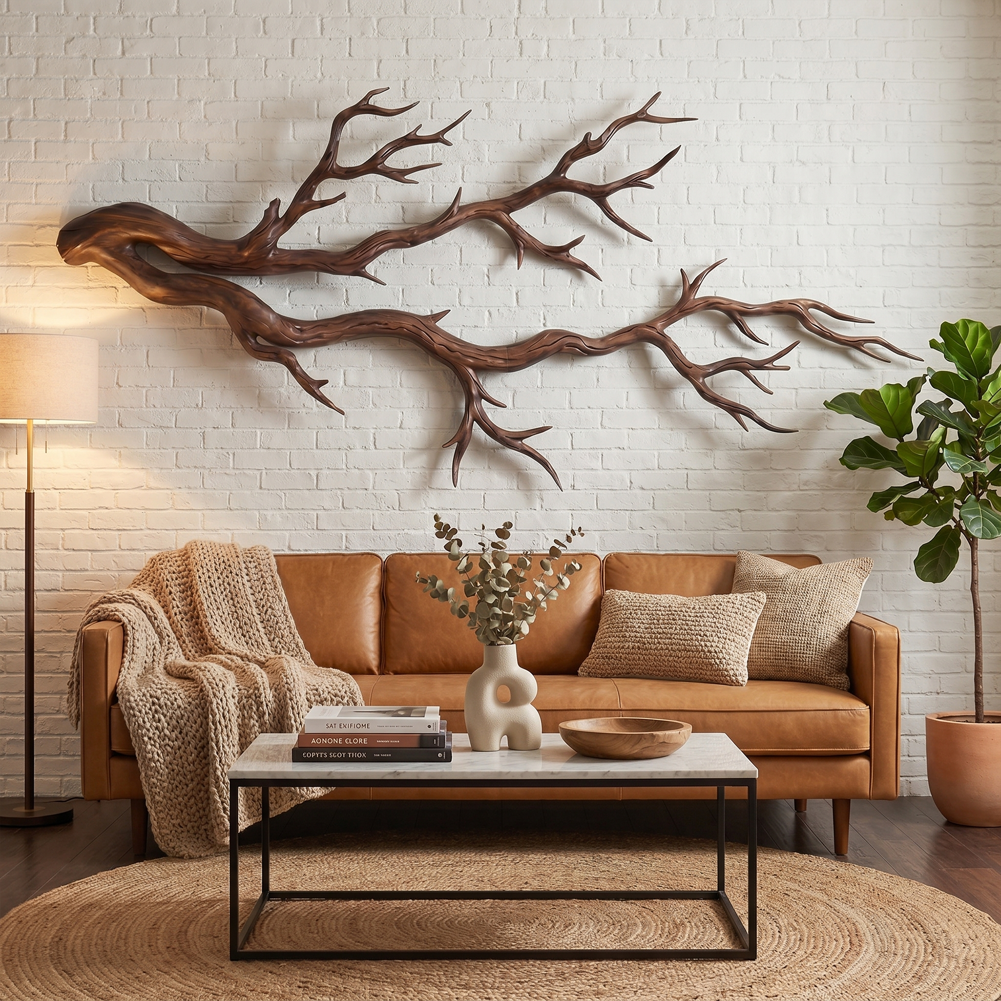 Twisted Branch Solid Wood Wall Sculpture Organic Modern Decor