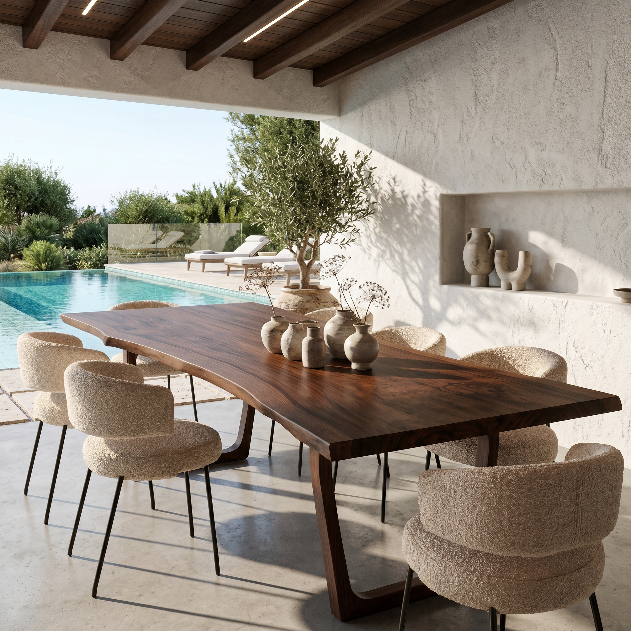 Organic Live Edge Dining Table With U Shaped Wood Legs For Dining Room