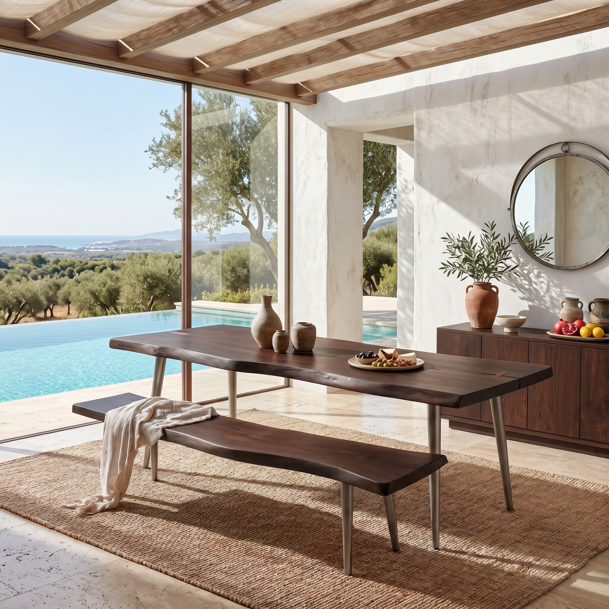 Rustic Dining Table With Trestle Wood Base For Dining Room