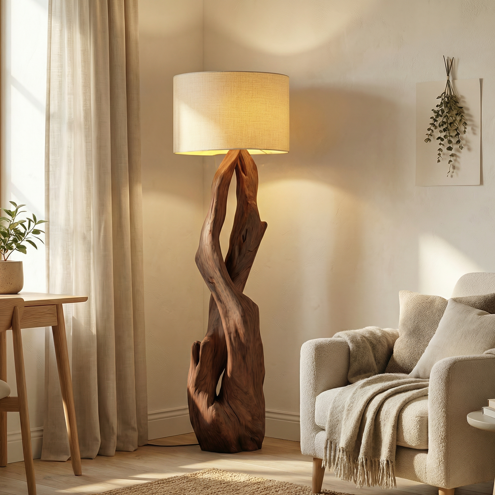 Luxury Organic Modern Sculptural Floor Lamp For Bedroom And Corner
