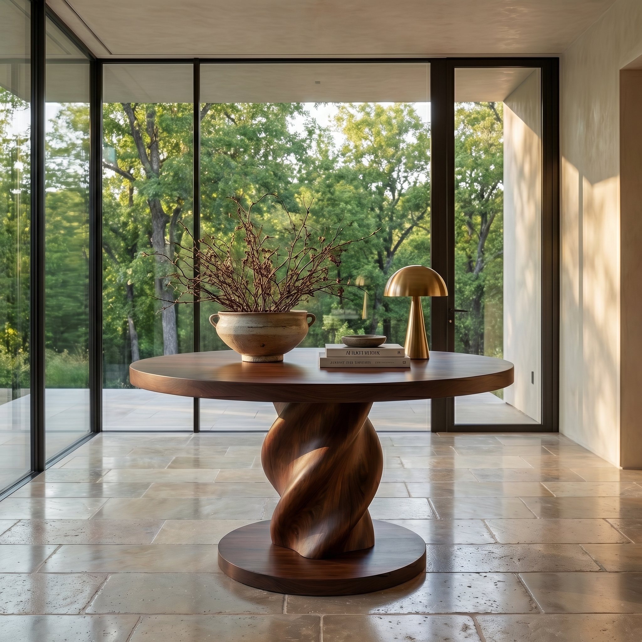 Modern Luxury Statement Round Entry Table For Entryway And Lobby