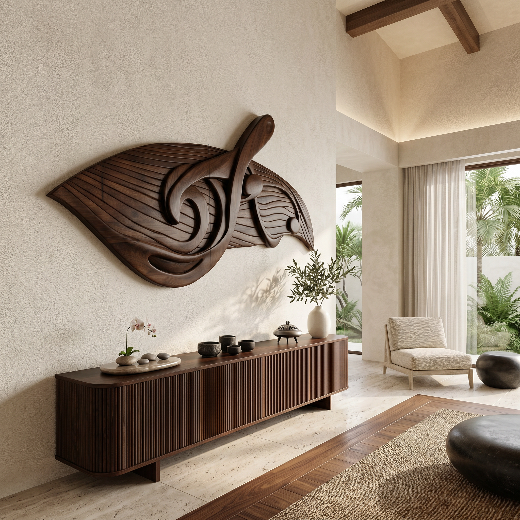 Organic Music Note Wall Art With Guitar Motif For Living Room