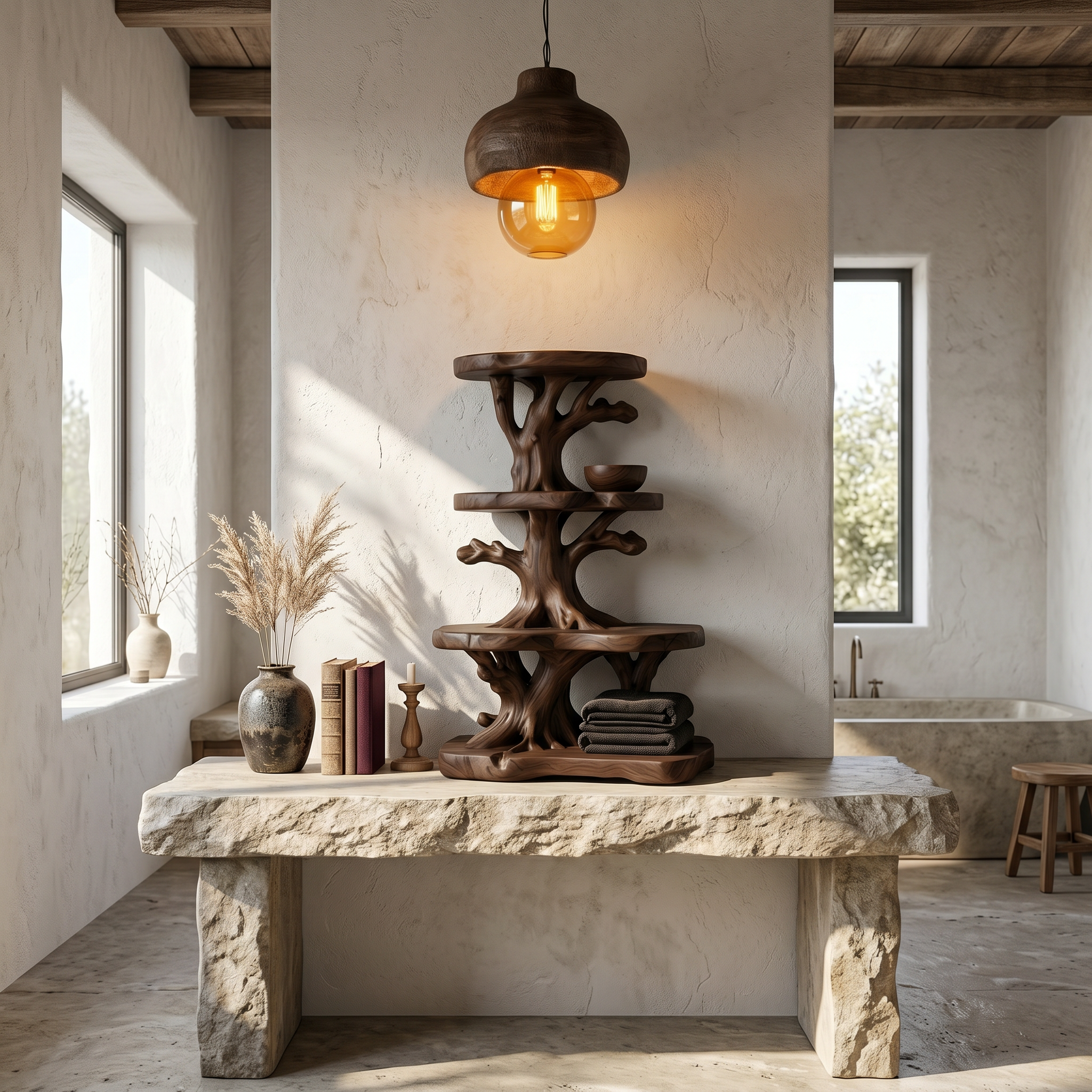 Organic Bathroom Shelf Corner With Floating Display Shelves And Vanity Storage