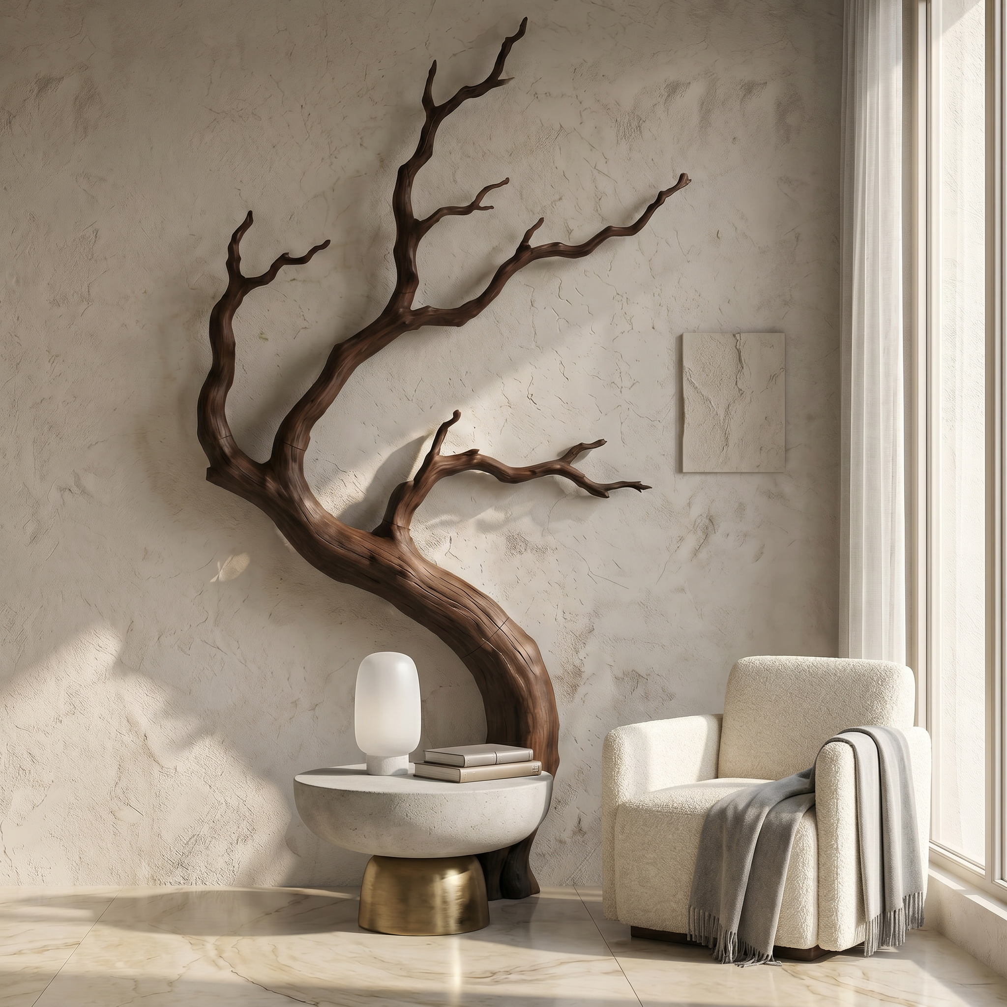 Rustic Wall Decor Tree Branch Design For Living Room