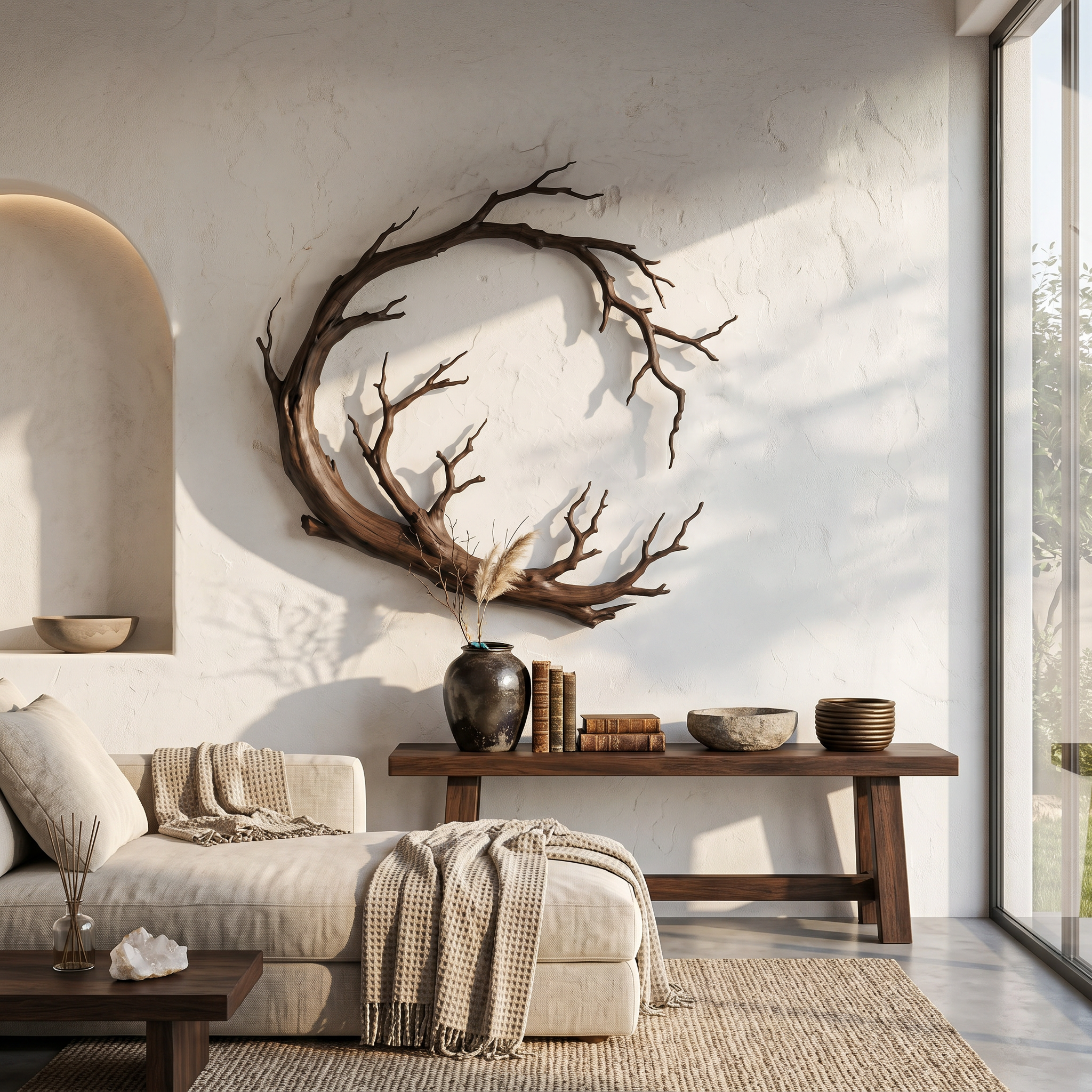 Nature Inspired Wall Decor Organic Branch Ring For Living Room
