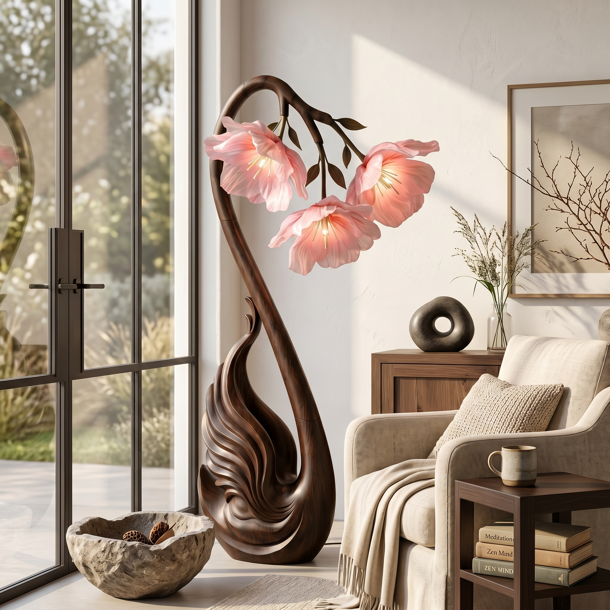 Modern Floor Lamp Sculptural Flower Design For Living Room