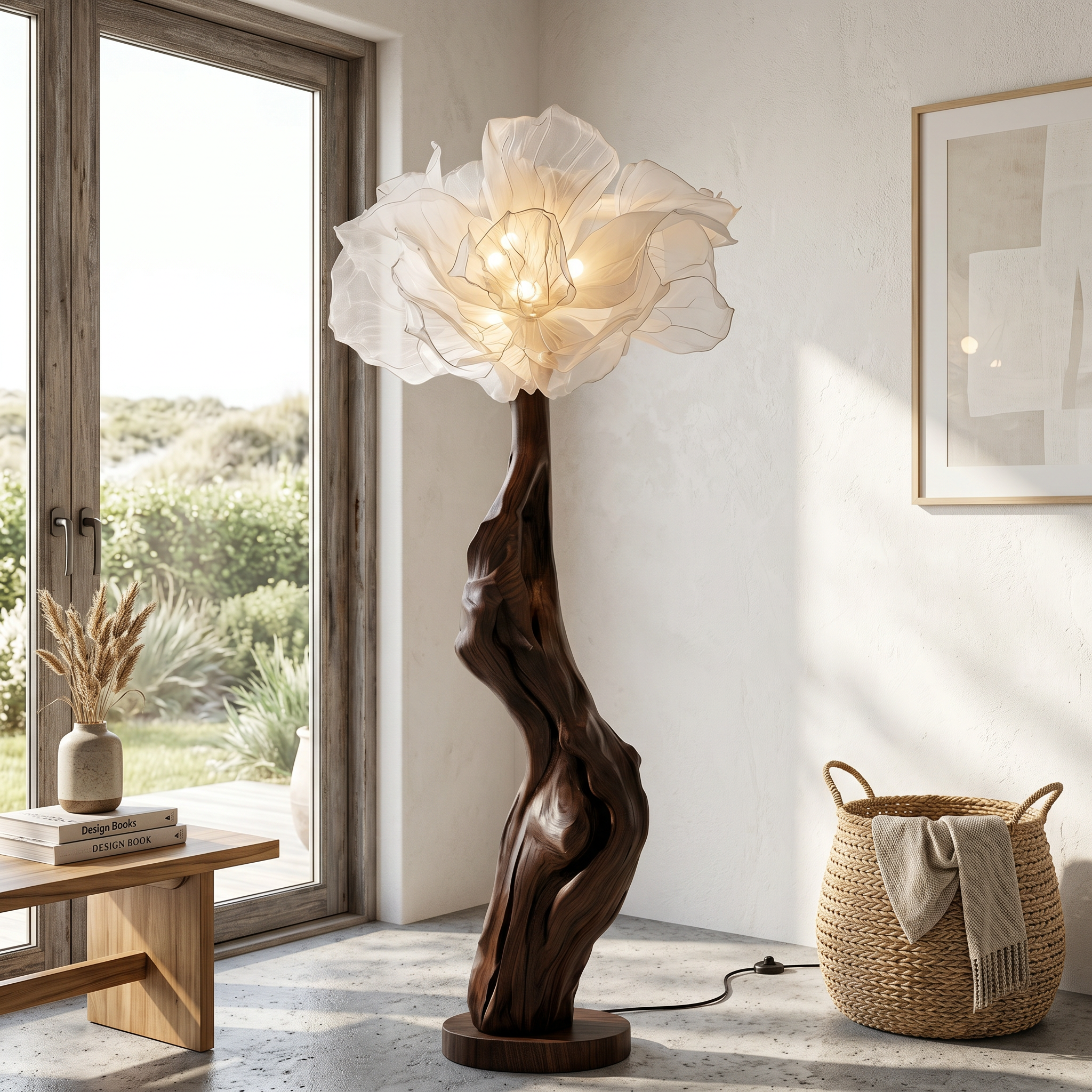 Nature Inspired Standing Lamp Artistic Flower Display For Living Room