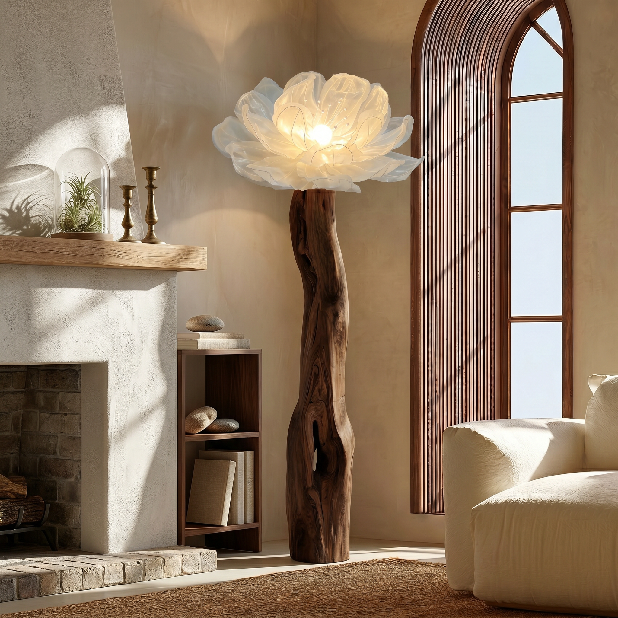 Artistic Floor Lamp Sculptural Flower Arrangement For Living Room