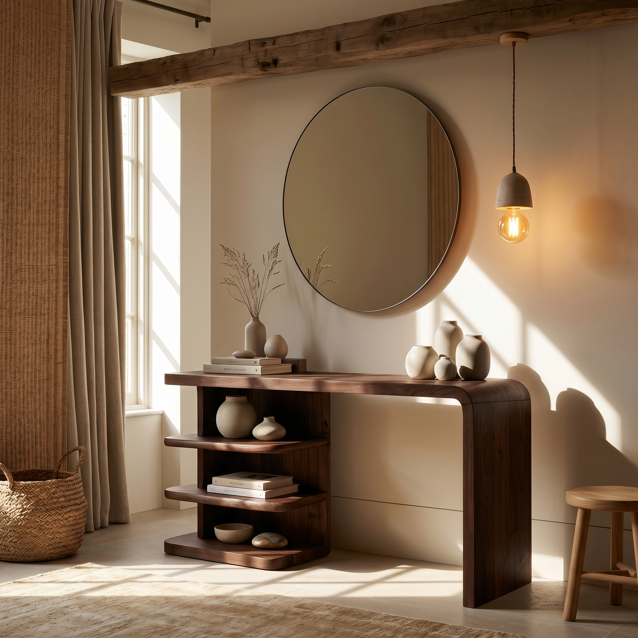Modern Dressing Table With Integrated Side Storage For Bedroom