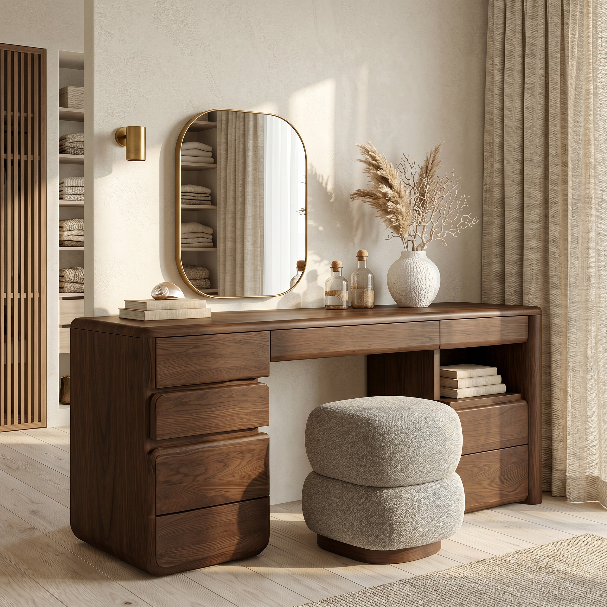 Scandinavian Dressing Table With Storage Cabinet For Bedroom And Dressing Room
