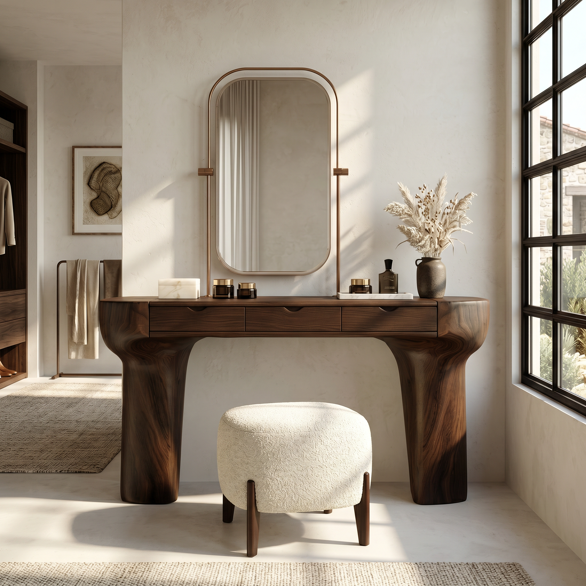 Rustic Dressing Table With Solid Wood Design For Bedroom