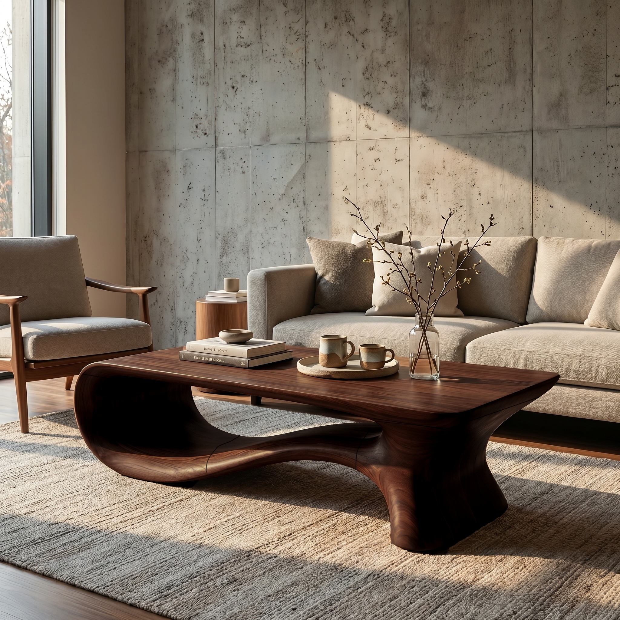 Modern Coffee Table With Flowing Organic Silhouette For Living Room