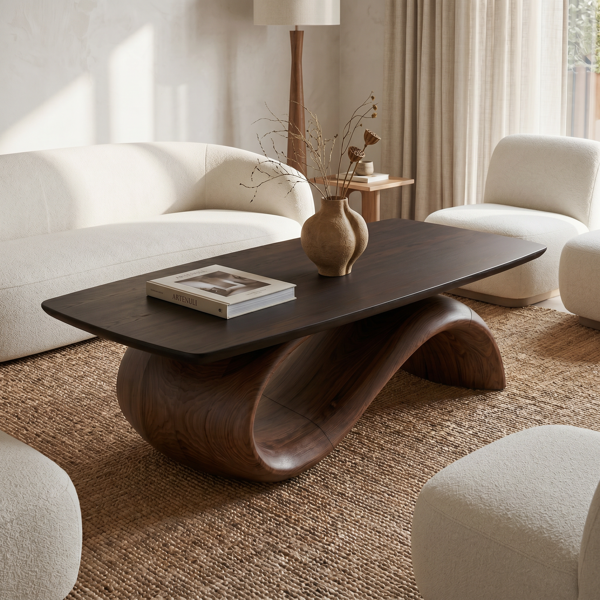 Handcrafted Coffee Table With Artistic Wood Design For Living Room