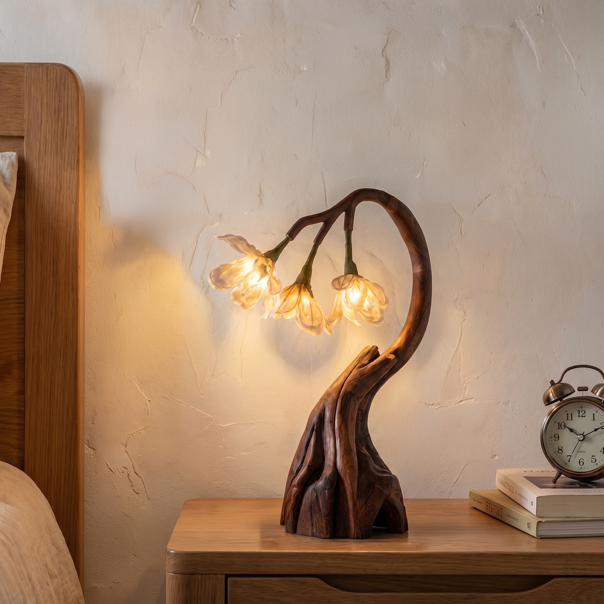 Rustic Tree Branch Table Lamp With Sculptural Wood Base For Living Room And Bedroom