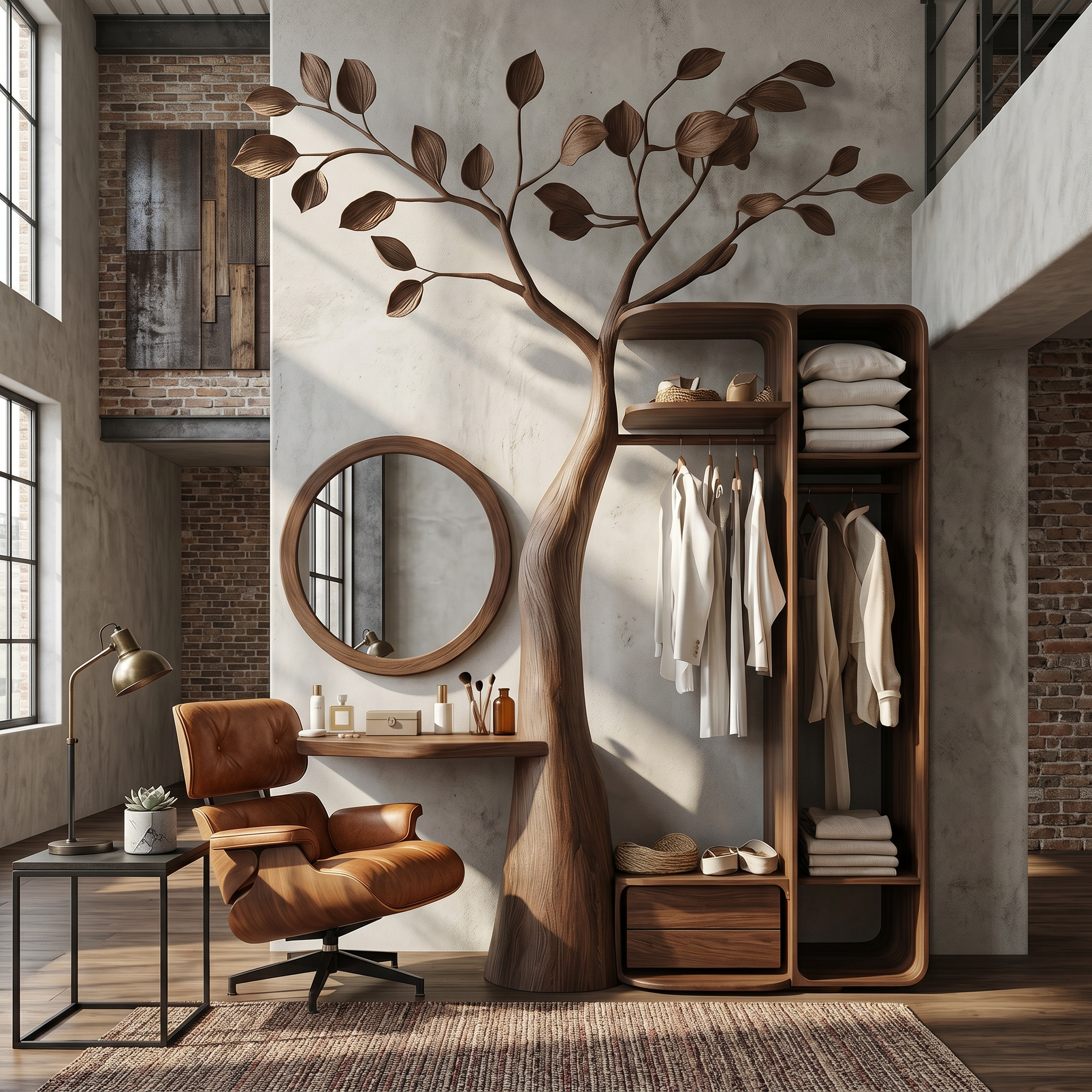 Rustic Tree Coat Rack Wall Mount Vanity Bedroom And Dressing Room