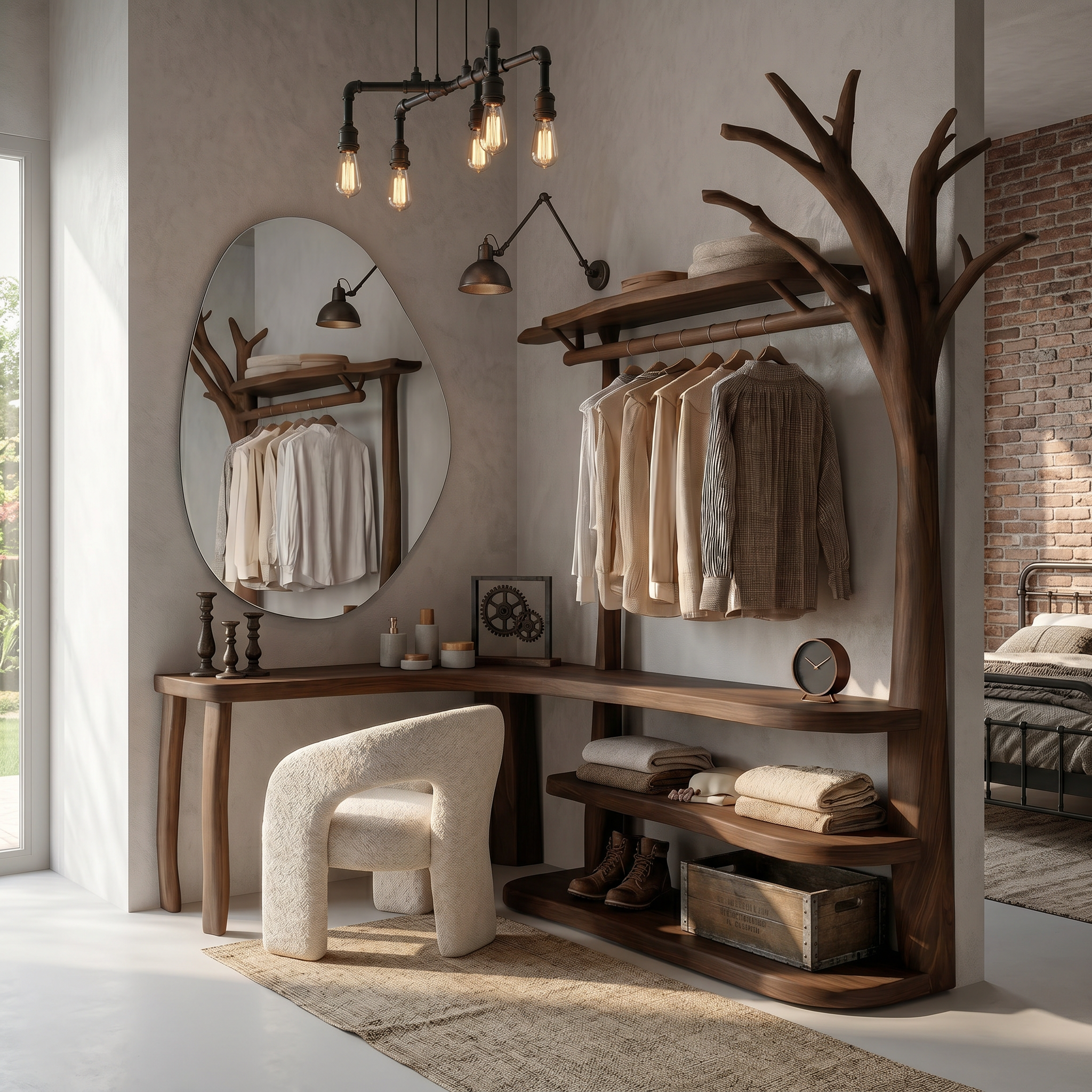 Natural Tree Coat Rack Corner Makeup Vanity Bedroom And Dressing Room